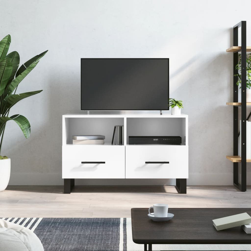 Hochglanz-Weiß Holzwerkstoff TV-Schrank 80x36x50 furnicato cm