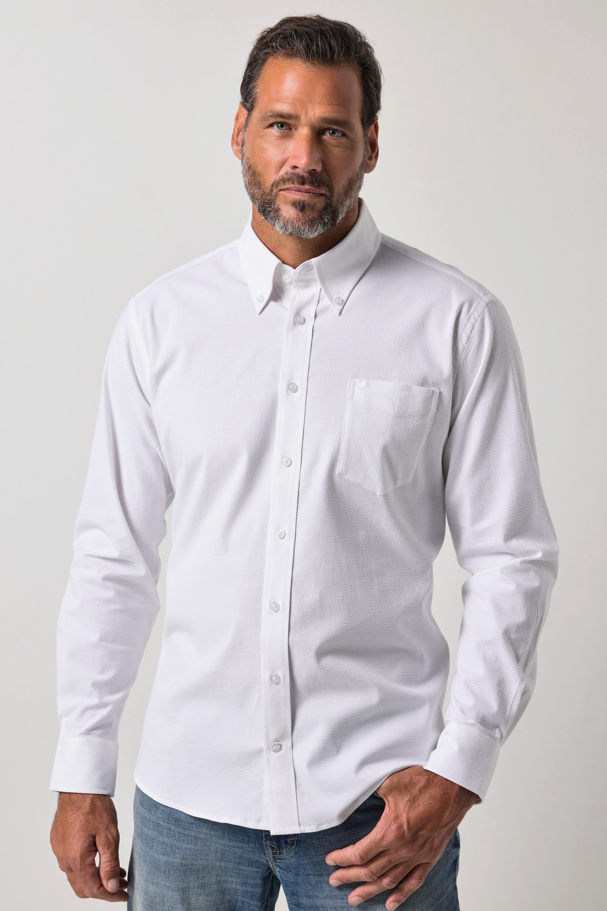 JP1880 Businesshemd Hemd Langarm Modern Fit Struktur Buttondown-Kragen