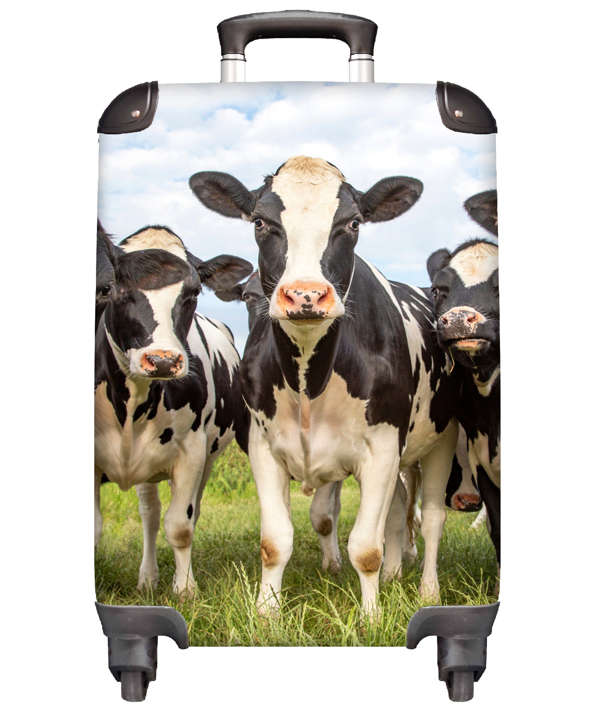 MuchoWow Handgepäckkoffer Kühe - Weide - Tiere - Natur - Gras, 4 Rollen, Reisetasche mit rollen, Handgepäck für Ferien, Trolley, Reisekoffer
