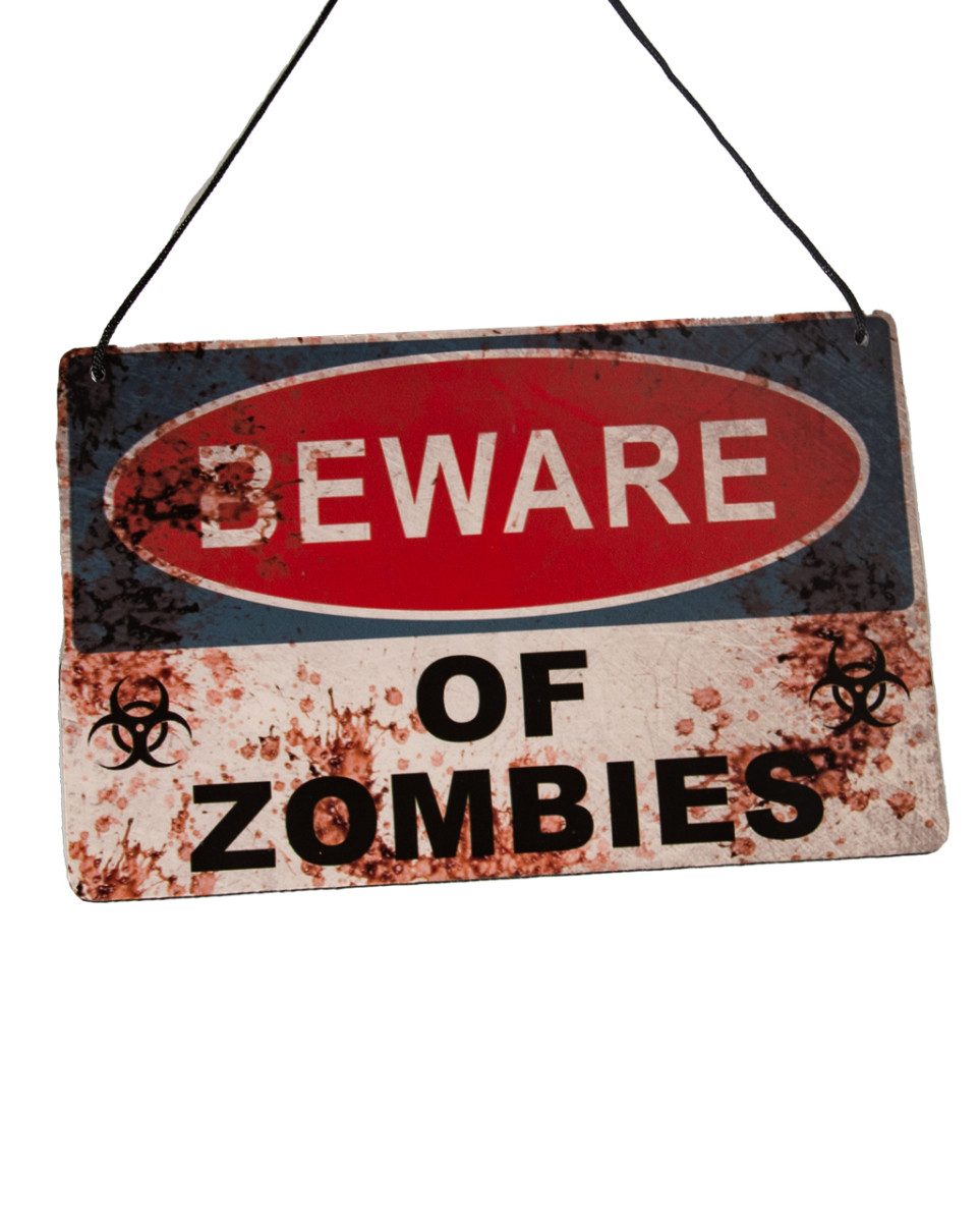 Dekoobjekt Vintage Warnschild ";Beware of Zombies";