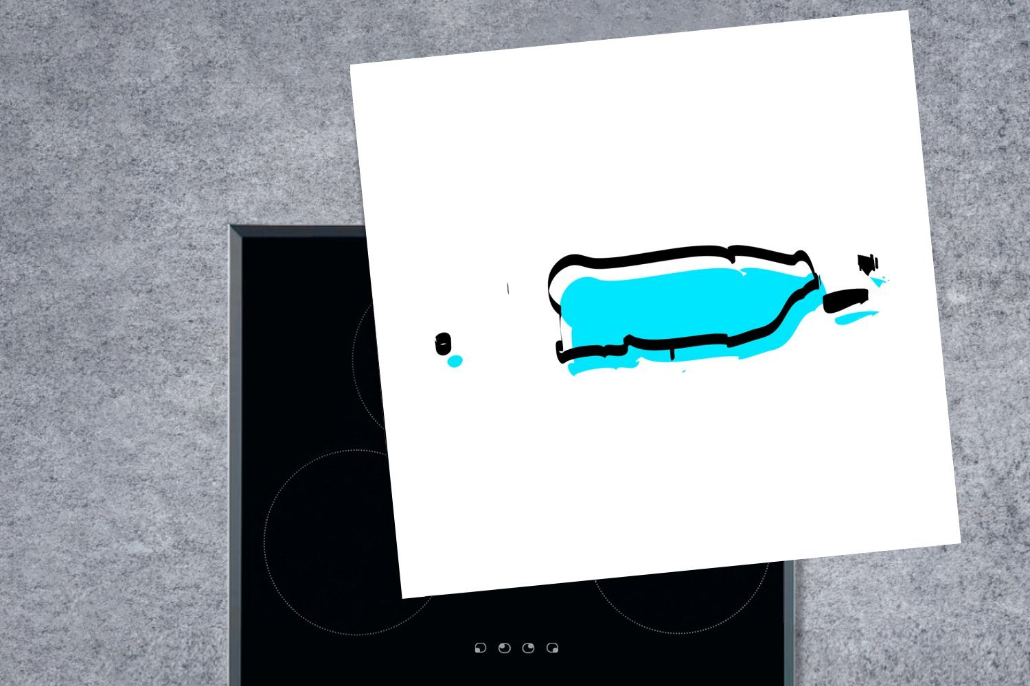 Puerto für Ceranfeldabdeckung, tlg), von Illustration küche Vinyl, Karte cm, MuchoWow der markierten Eine Herdblende-/Abdeckplatte Rico, Arbeitsplatte blau 78x78 (1