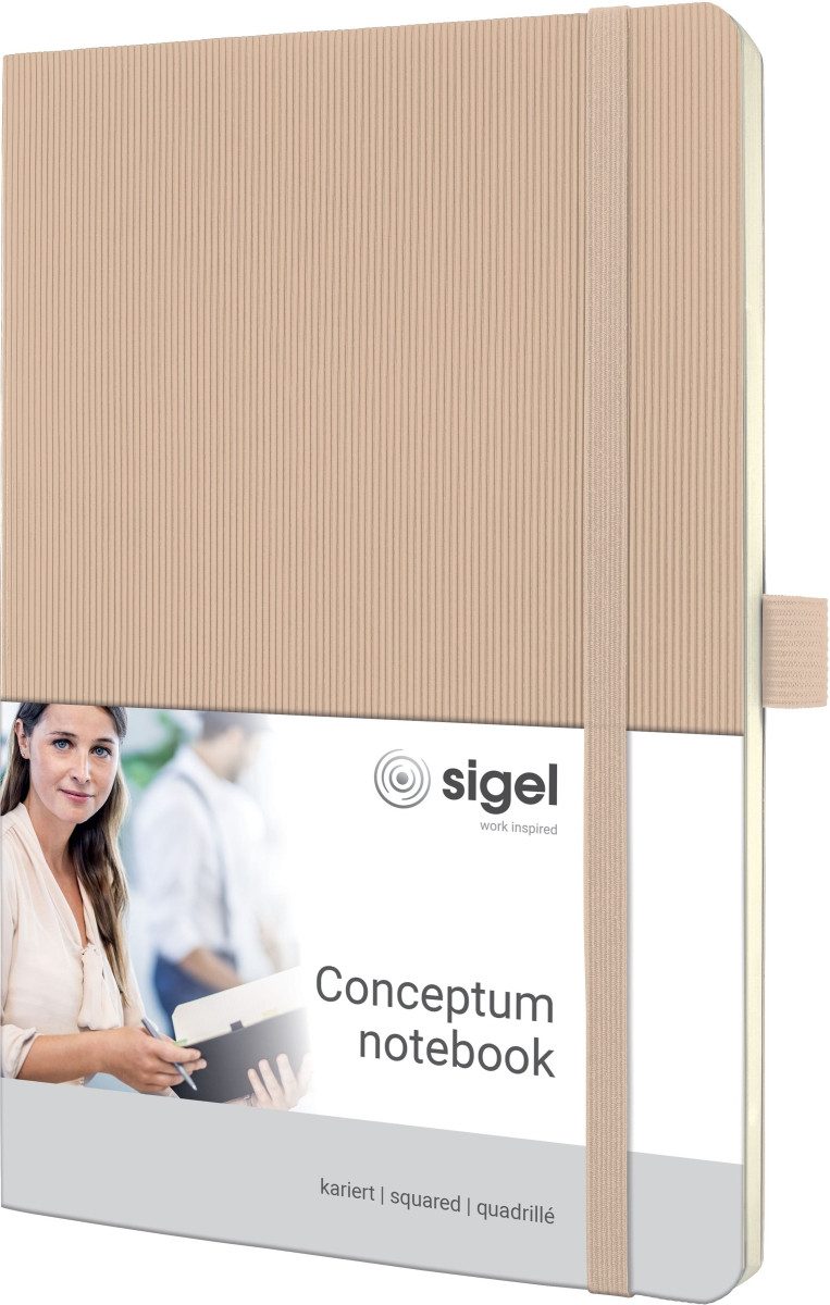 Sigel Notizbuch Notizbuch Conceptum A5 97 Blatt Softcover kariert 80g beige