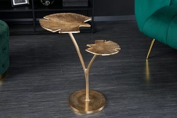 riess-ambiente Beistelltisch GINKGO LEAFS 50cm gold (Einzelartikel, 1-St), Wohnzimmer · Metall · Handarbeit · Boho