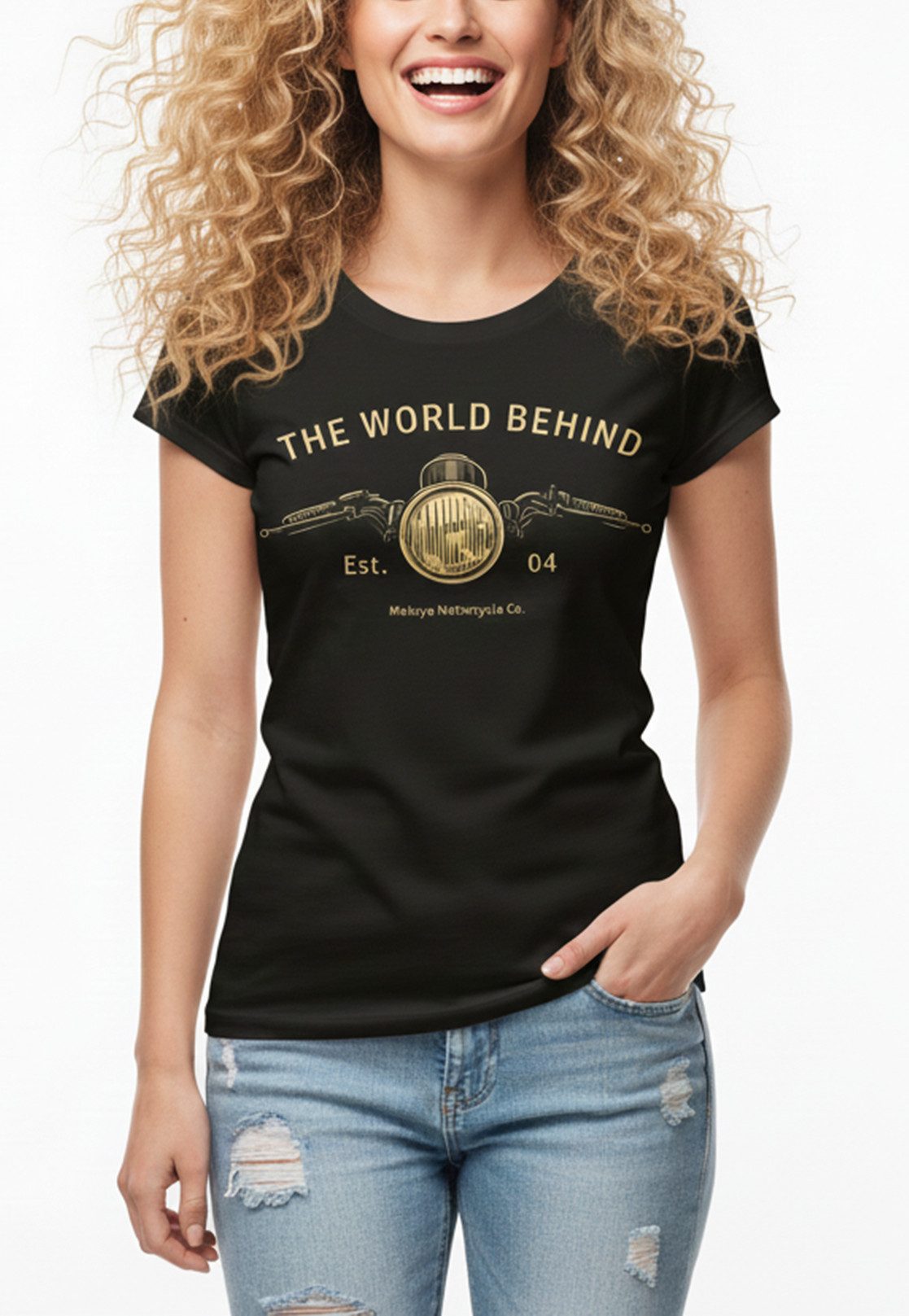 MAKAYA T-Shirt Biker Damen Top mit Motorradprint – Geschenk für Bikerinnen (Schwarz, S, M, L, XL) Baumwolle