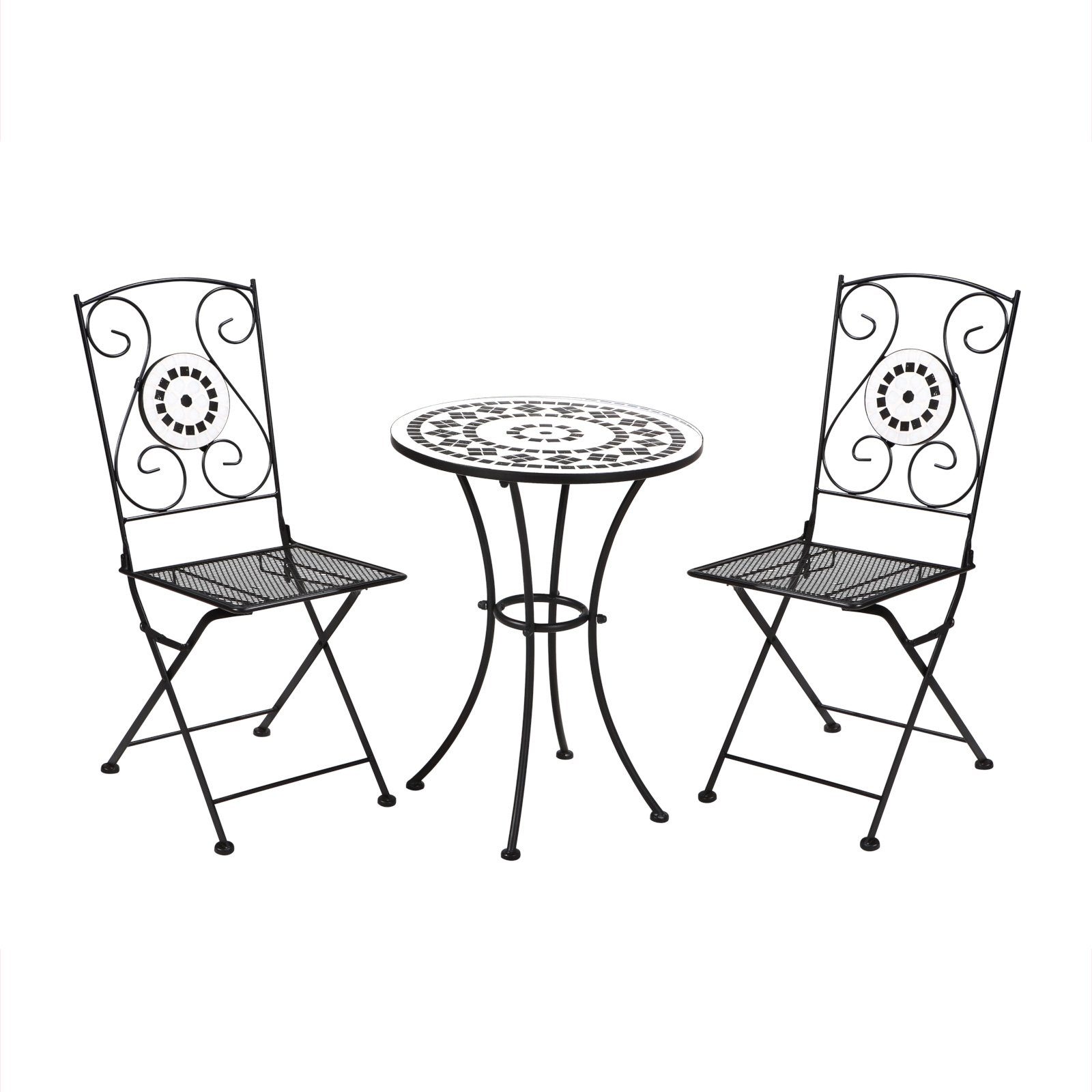 SVITA Balkonset PARIS, (Set, 3-tlg., Tisch mit 2 Stühlen), klappbare Stühle, Mosaik-Tischplatte