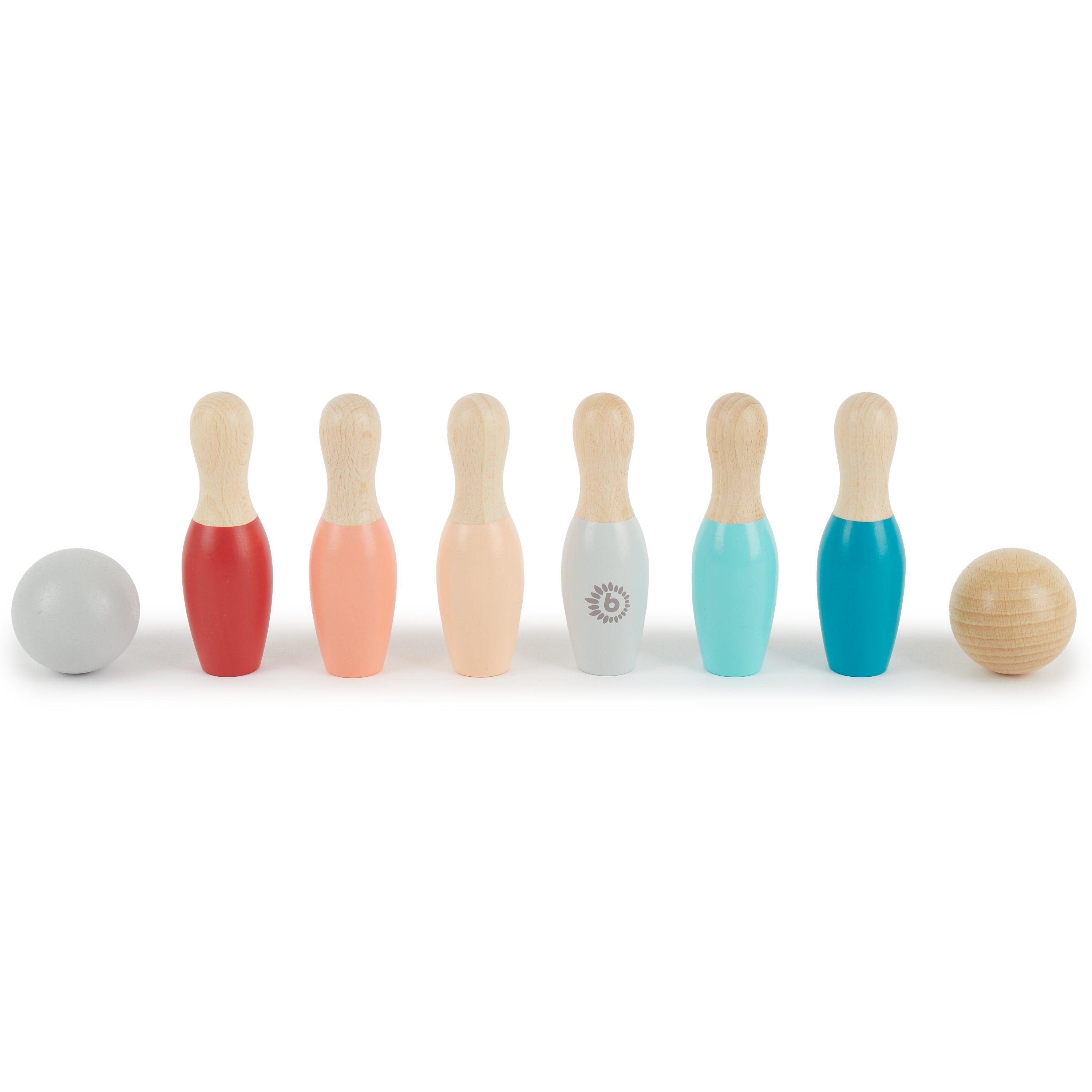 BIECO Lernspielzeug Bieco Mini Kegelspiel für Kinder aus Holz 10 cm 8-tlg. Bowling Set