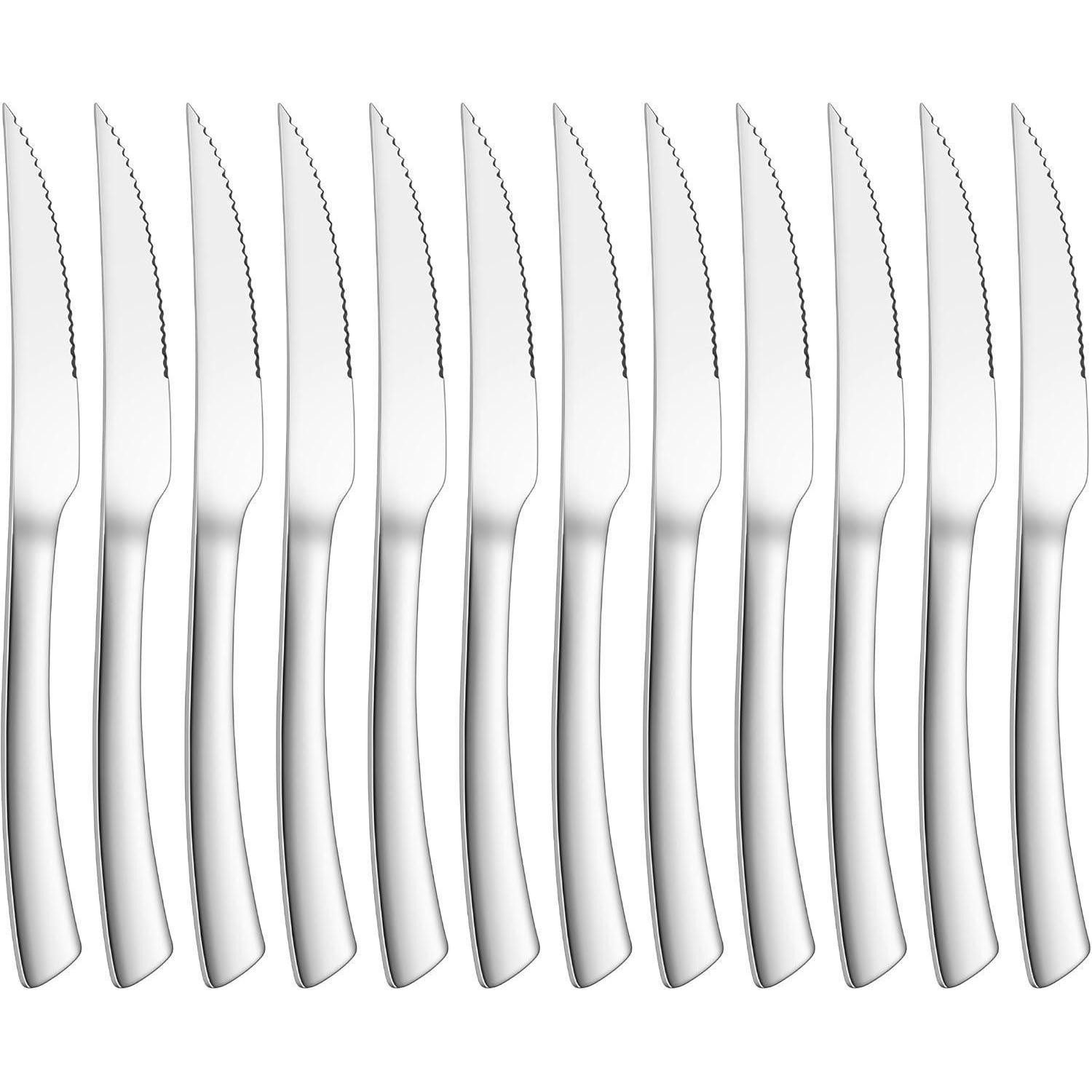 LuxusKollektion Steakmesser Steakmesser Edelstahl Wellenschliff 23cm 12 Steakmesser Set