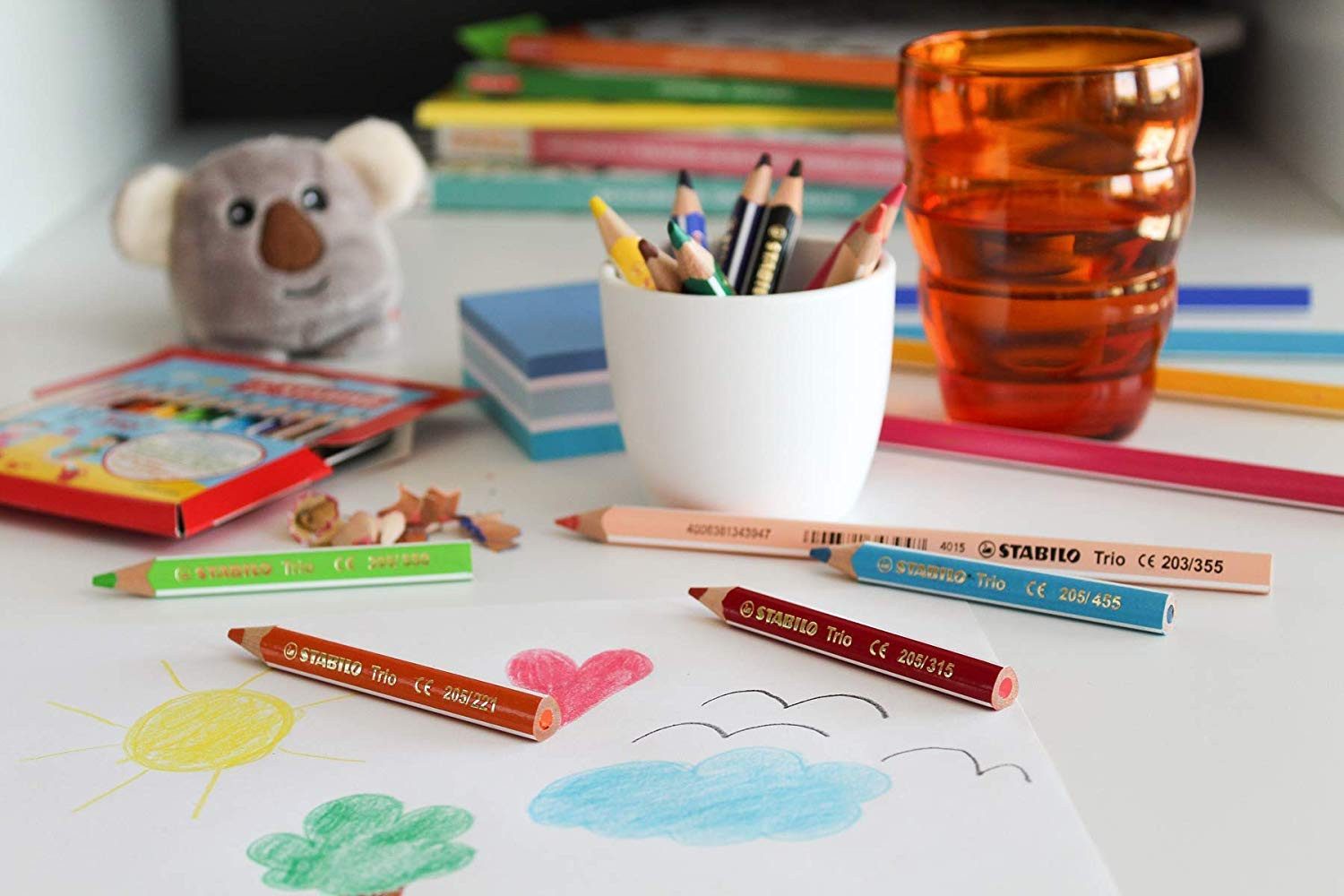 STABILO Buntstift Dreikant-Buntstift Trio dick kurz 12er Pack mit 12 Farben, Ergonomische Form für Kinderhände – Bild 3 von 3