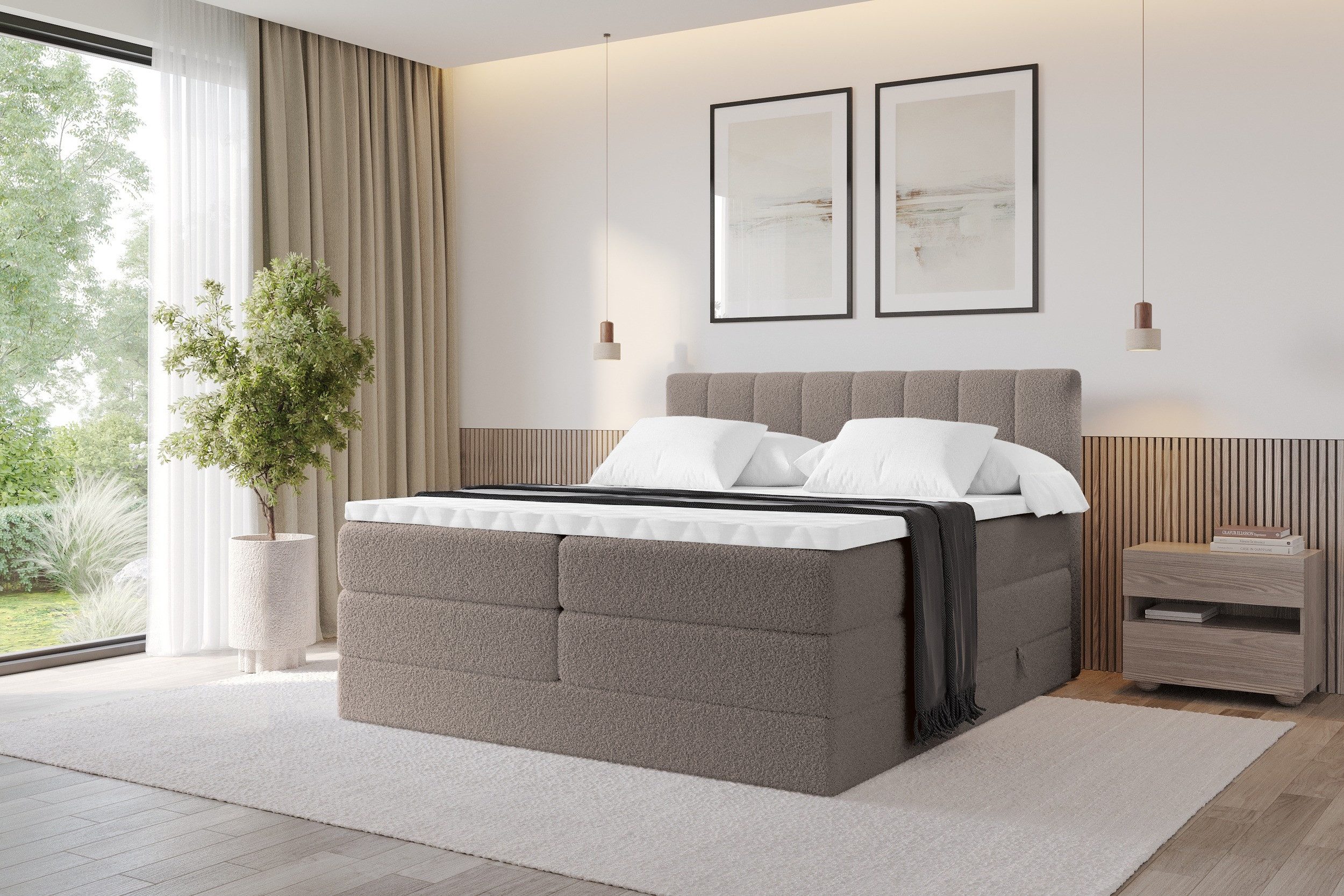 ALTDECOR Boxspringbett OTTA KING (Multipocket-Matratze H4, H3 Matratze Bonellfederung, Topper, Kopfteil), Boxbett, Boxspringbett,Doppelbett