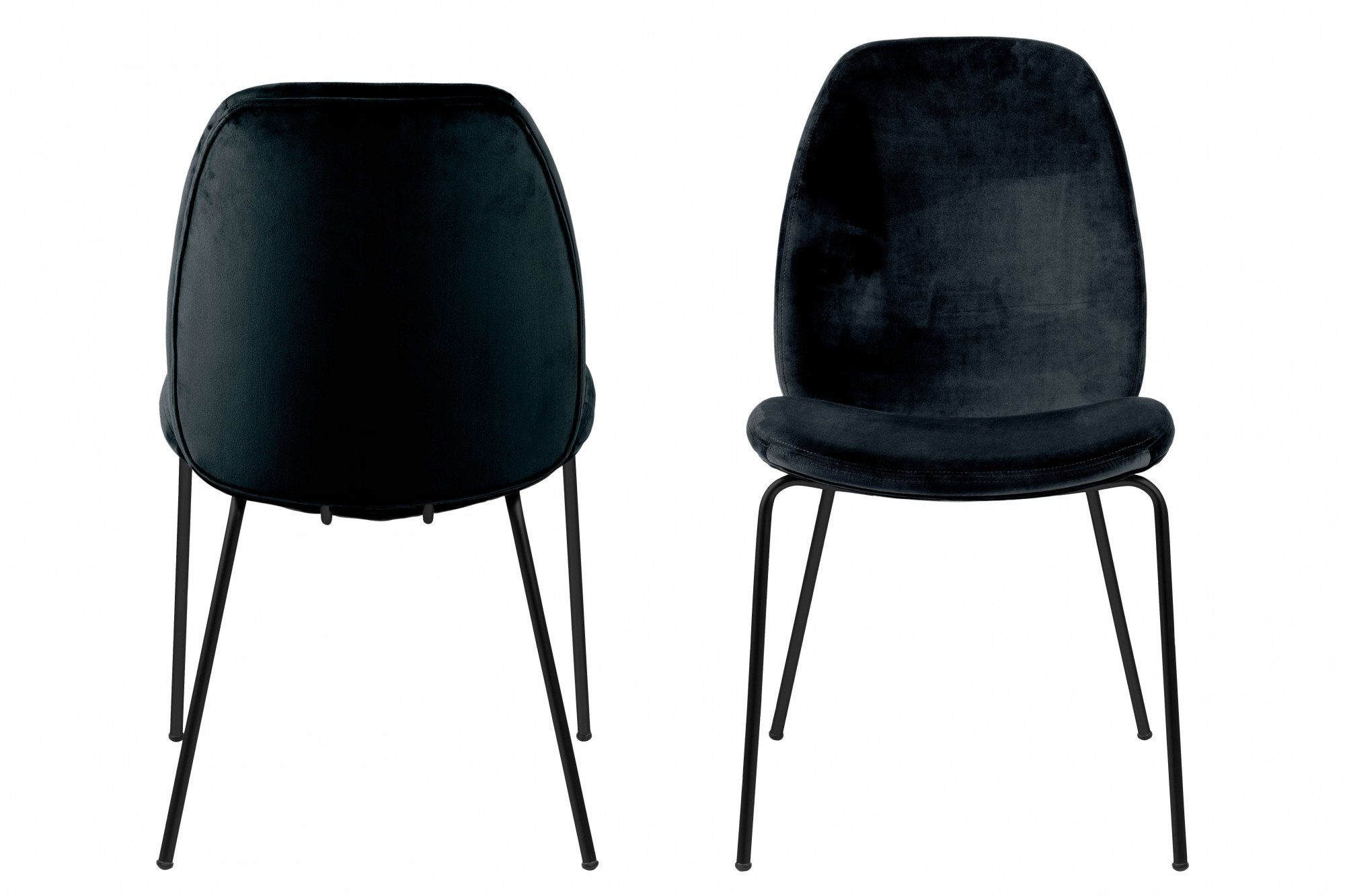 GROUP Sitzhöhe: Schwarzem Stahl, schwarzem 47 cm 2er-Set, Samtbezug, Beinen ACTONA Esszimmerstuhl,