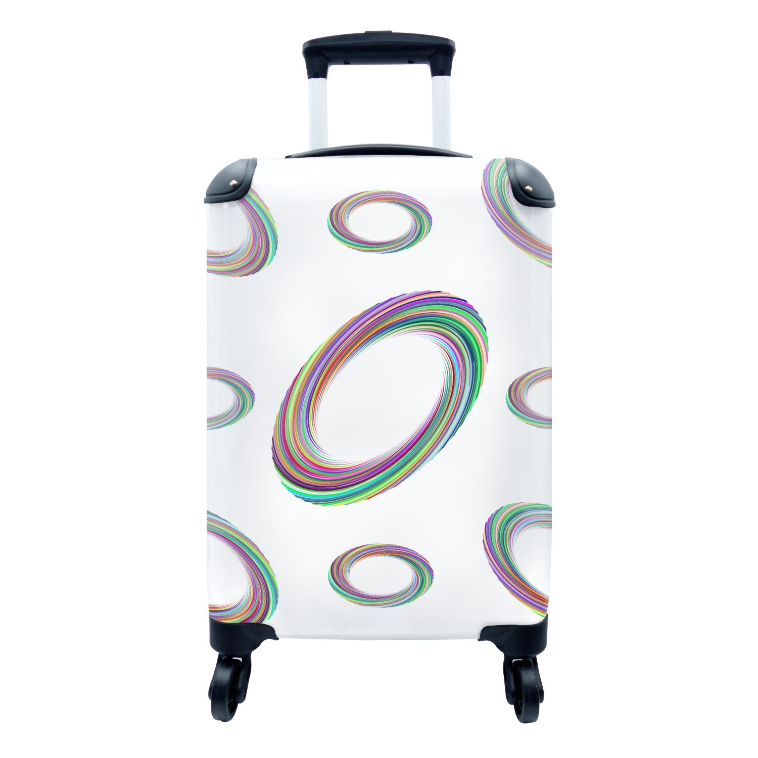Handgepäckkoffer für Reisetasche Handgepäck Muster, - 4 mit Reisekoffer rollen, Regenbogen Trolley, Ring Ferien, MuchoWow - Rollen,