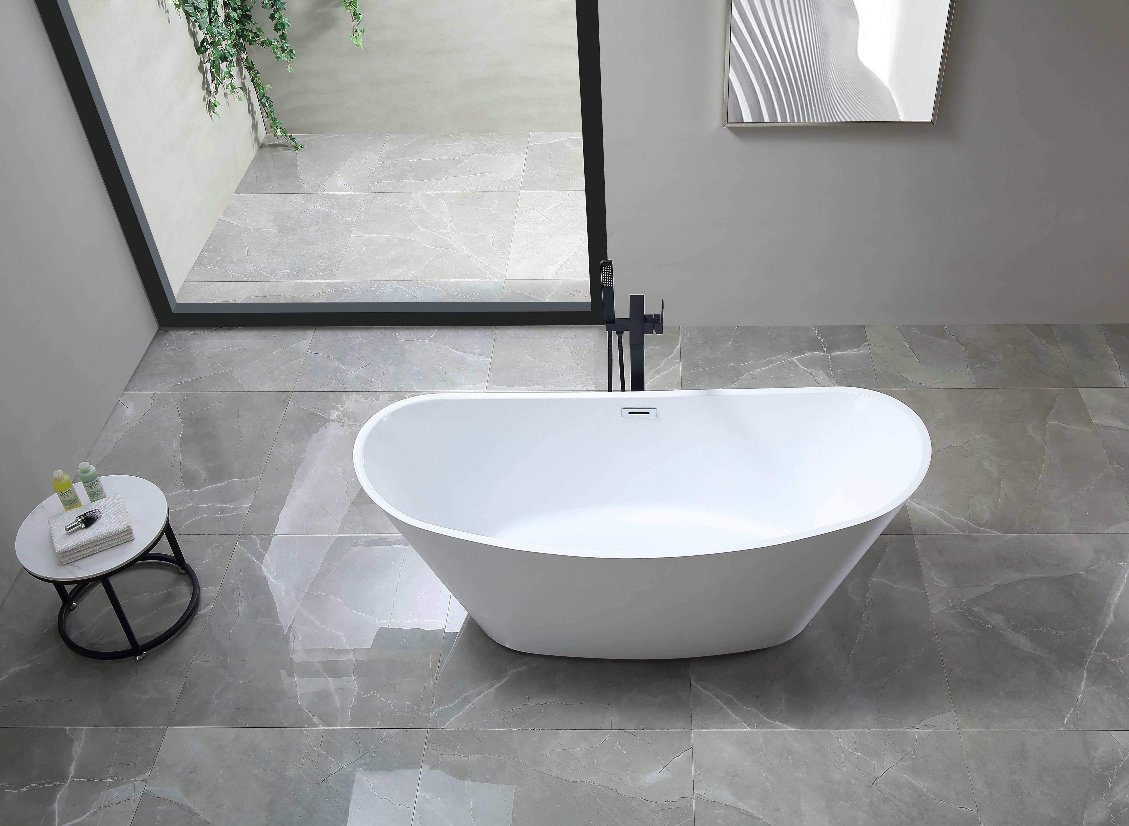 welltime Badewanne Lagos, Freistehend, 170x72x71 (LxBxH), Sanitäracryl, mit Pop Up Ventil