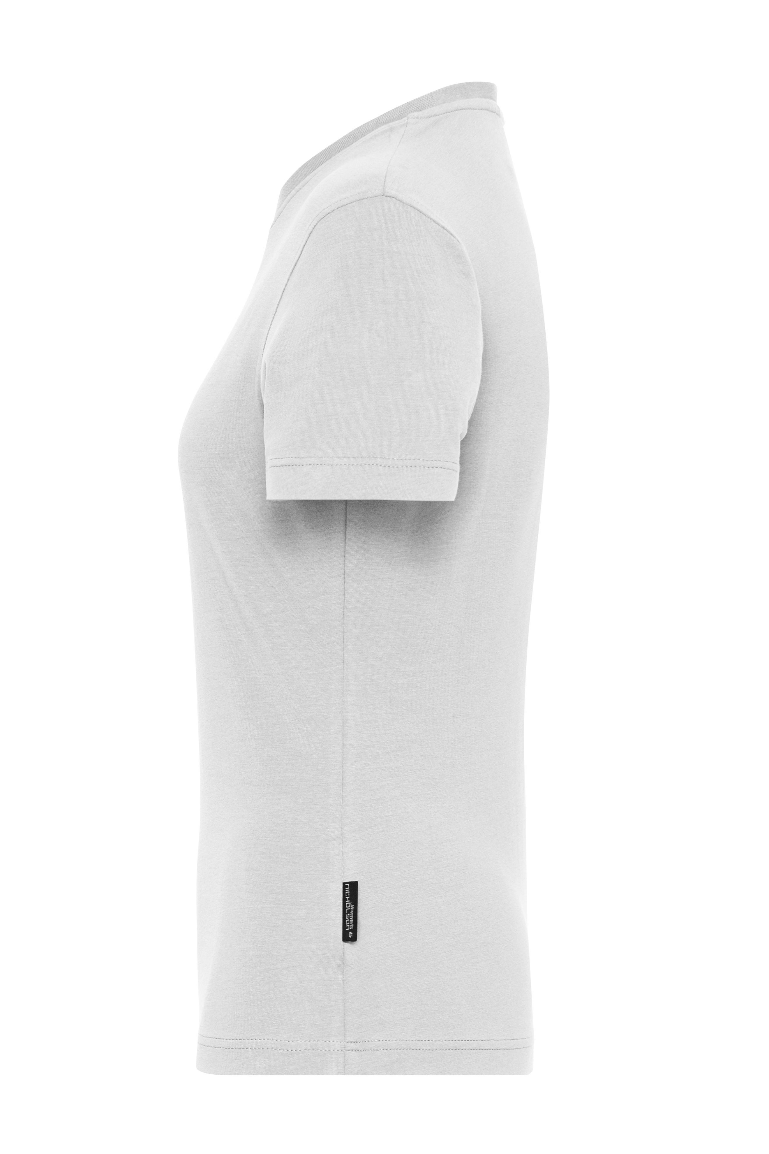 James & Nicholson T-Shirt Tailliertes BIO-Baumwoll Damenshirt mit Elasthan JN1801 (Spar-Set, 5er-Pack) T-Shirt aus weichem Elastic-Single-Jersey
