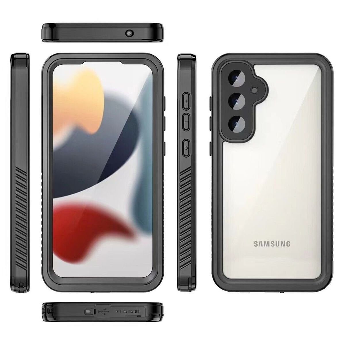 Wigento Handyhülle Für Samsung Galaxy S23 FE 360 Grad Full Body Wasserdichte Handy Tasche