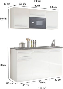 BASIC by Balculina Küchenzeile Jazz Singleküche, Breite 160 cm, wahlweise mit E-Geräten und Mikrowelle