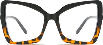 KIKI Brillengestell Katzenauge Sonnenbrille Groß Damen, Retro Katzenauge Schmetterling