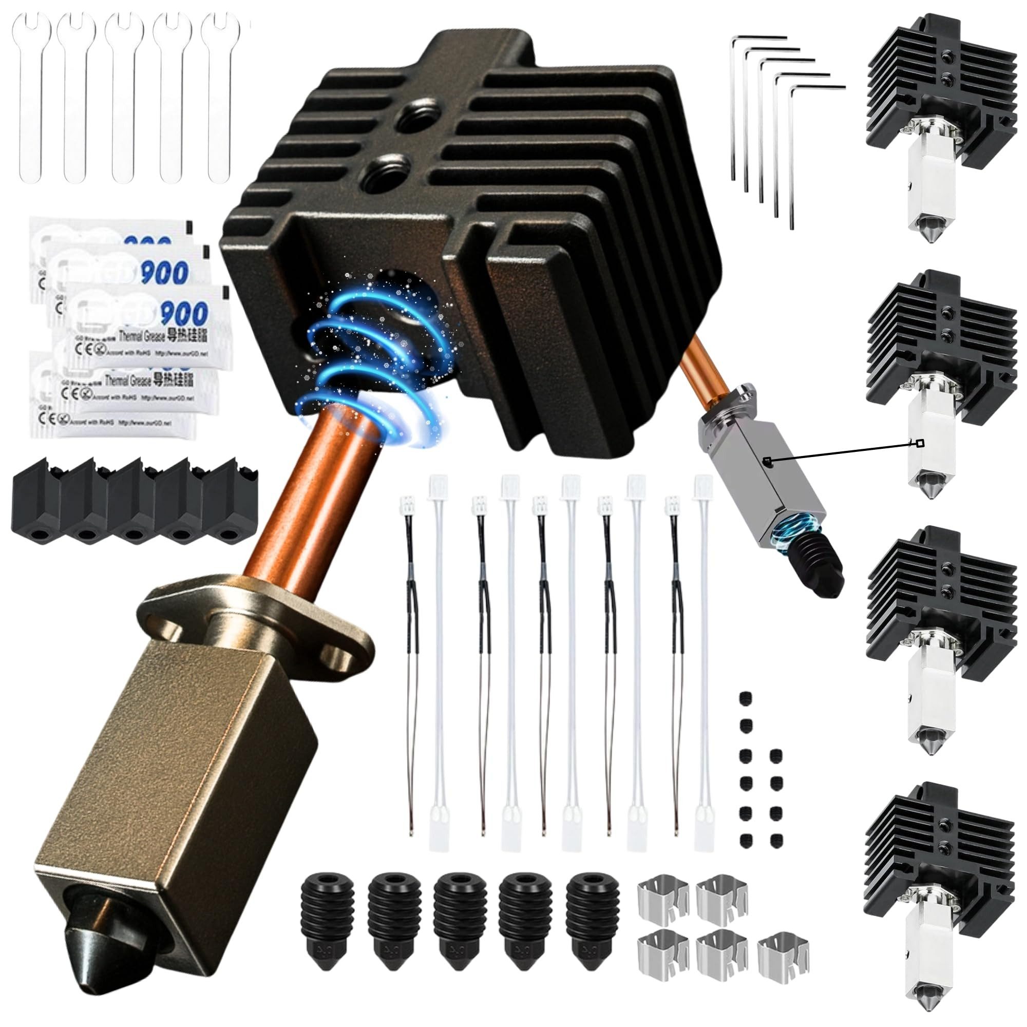 TronicXL 3D-Drucker 5 Hotend Kit für Bambu Lab 3D-Drucker P1P P1S X1 X1C X1E Düse 0,4mm, Heating Block für Bambulab