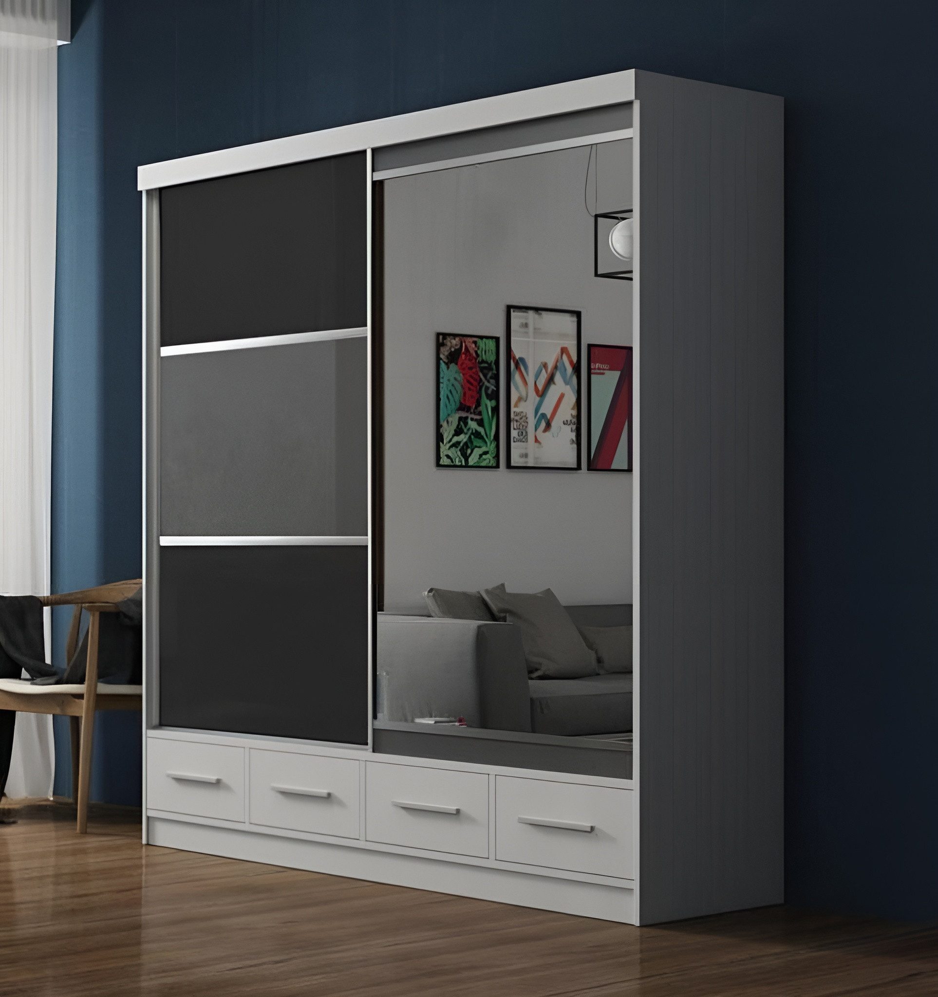 Xlmoebel Kleiderschrank Hochschrank aus Holz im modernen Design (1-St., Kleiderschrank) Hergestellt in Europa