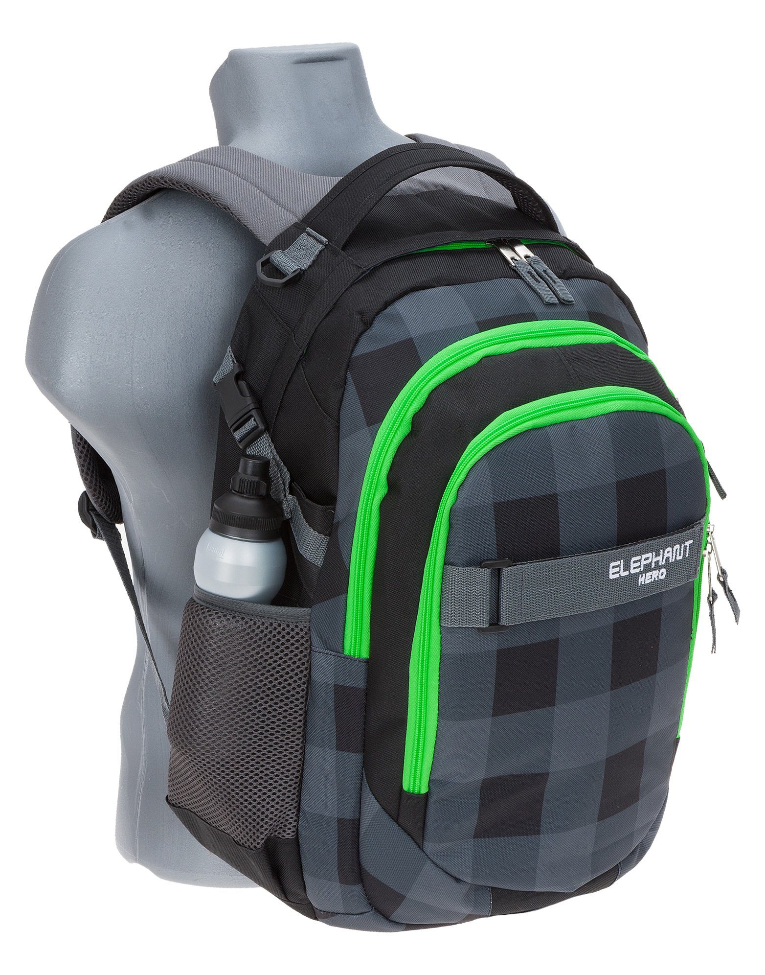 ELEPHANT Schulrucksack Hero Signature Schultasche (Set, 3-tlg., 3 Teile Rucksack Sporttasche Mäppchen Box), Softcase Schulranzen Schulmappe +rsm – Bild 3 von 5