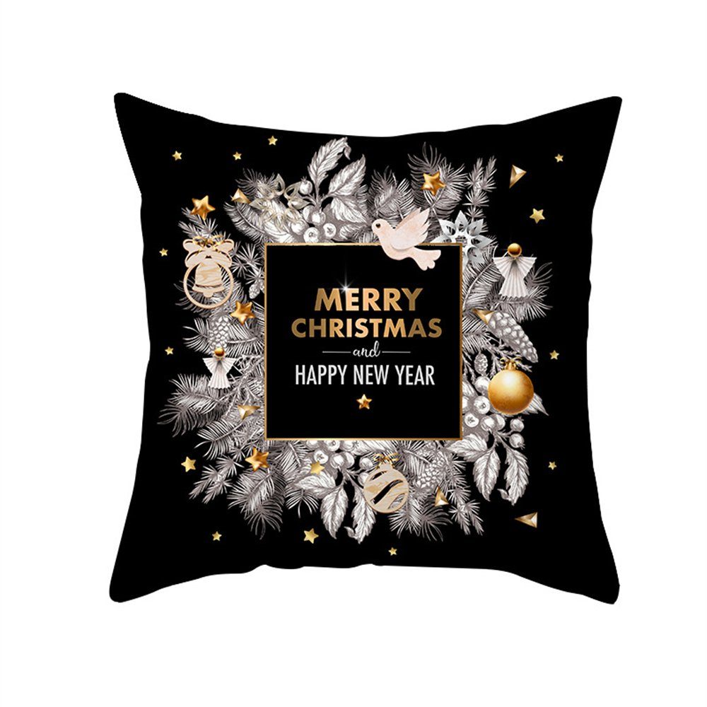 Kissenbezug Weihnachts-Kissenbezug, schwarzer Premium-Sofa-Kissenbezug 45×45cm, Rouemi Schwarz-A
