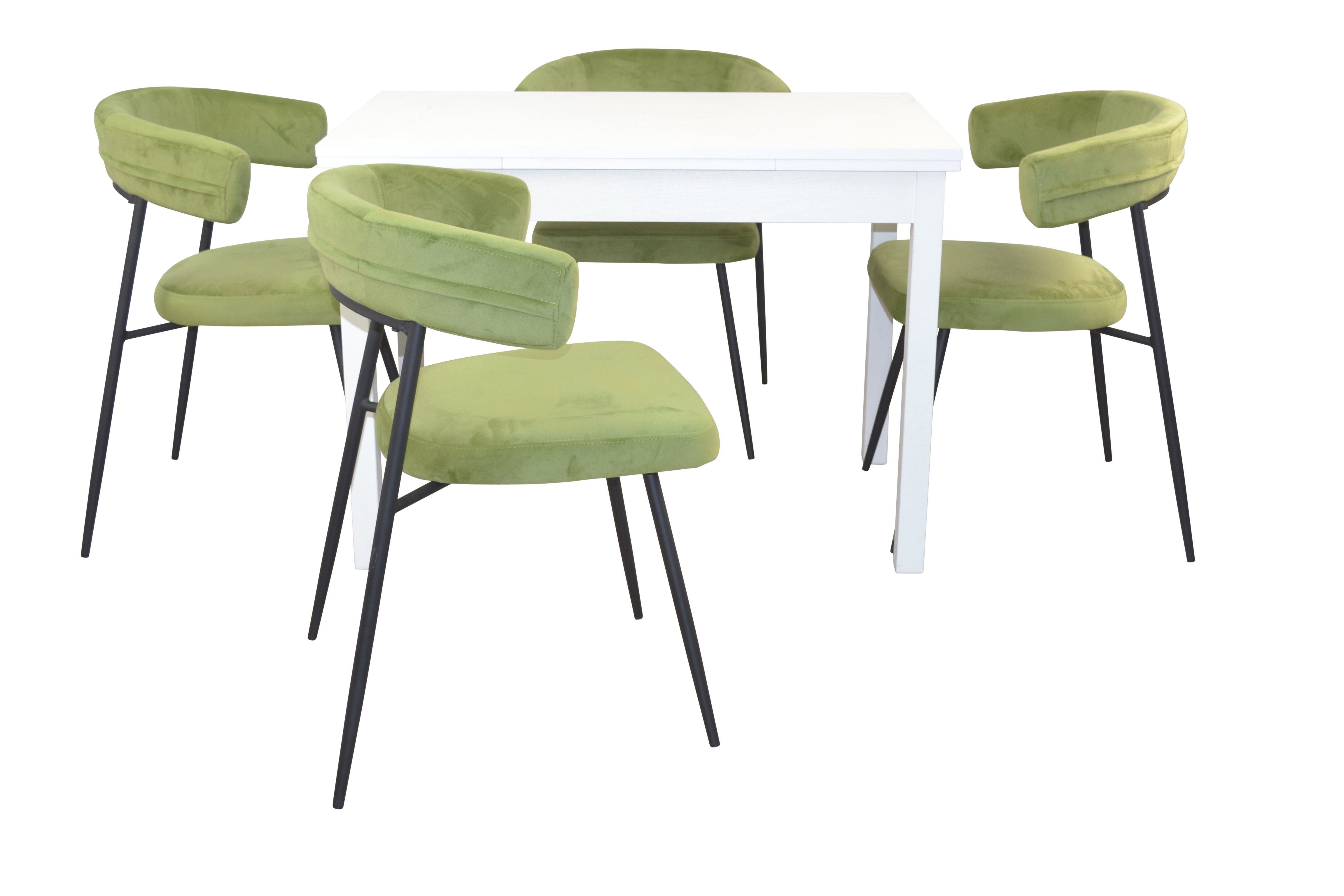 und moebel-direkt-online 5teilige Tischgruppe bestehend grün Essgruppe Esstisch 4Stühlen aus