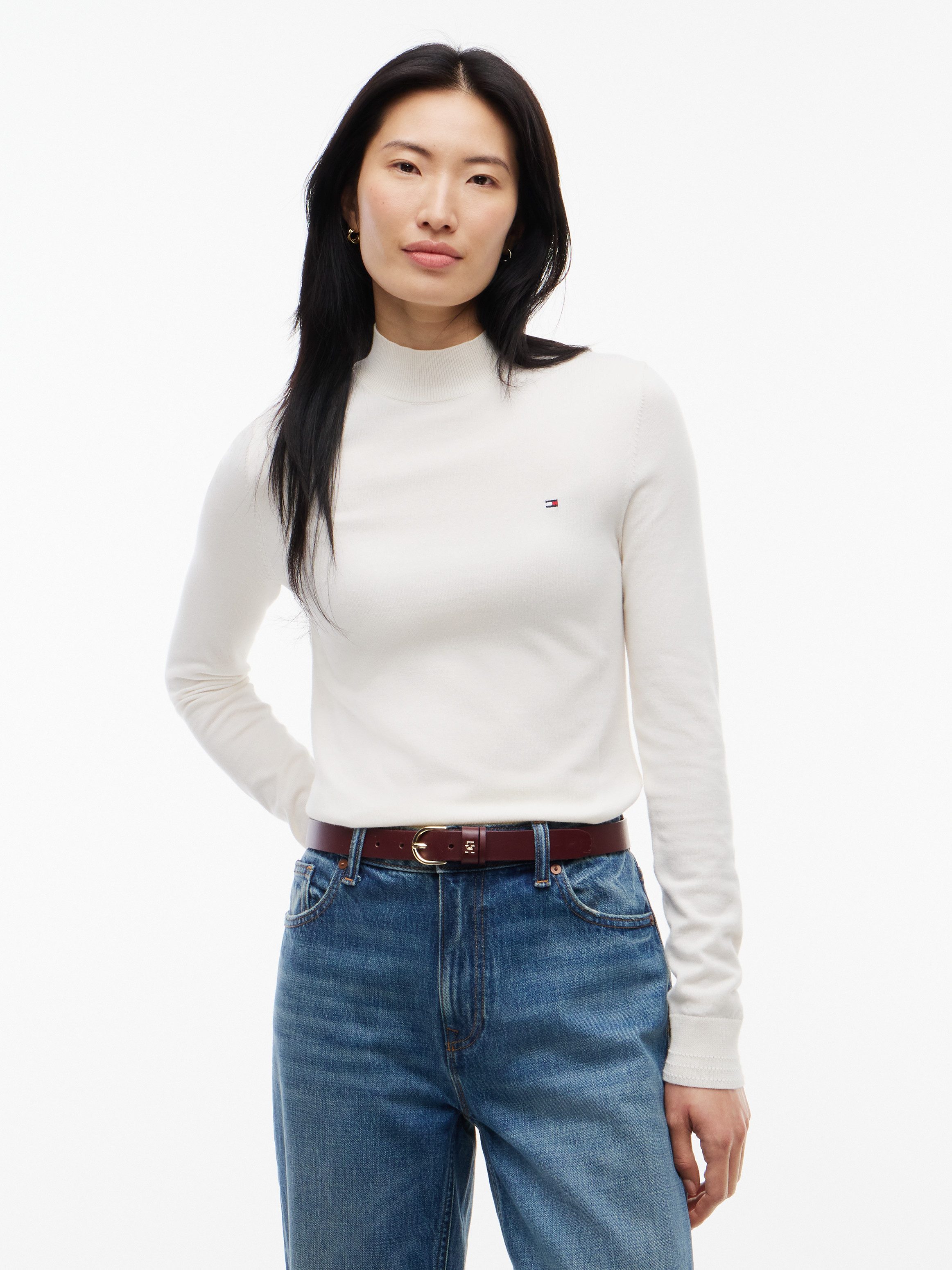 Tommy Hilfiger Strickpullover COTTON JERSEY SLIM MK-NK SWT Baumwollmischung, slim fit