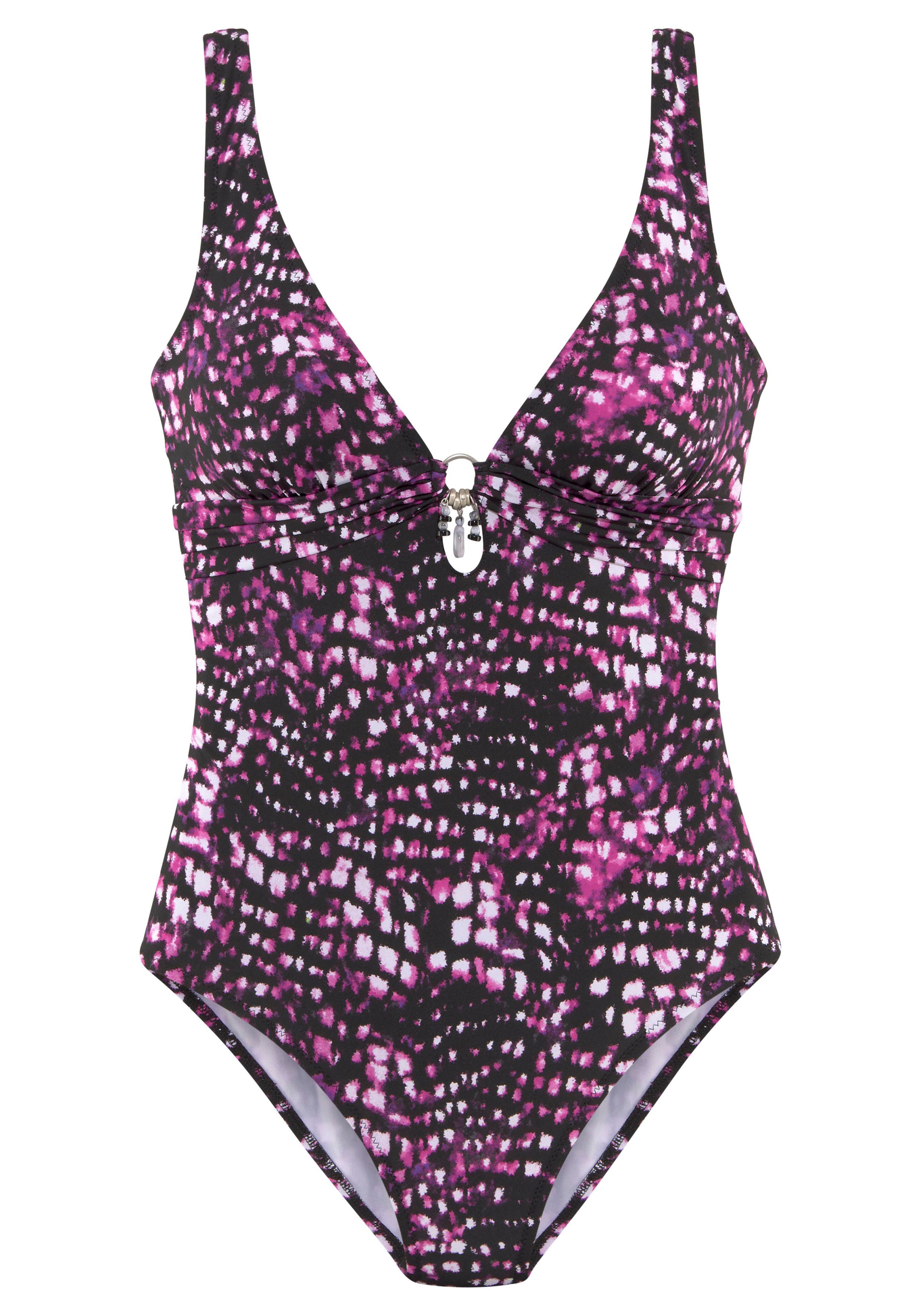 Bruno Banani Badeanzug mit silberfarbenem Accessory günstig online kaufen