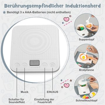 COSTWAY Spielküche Kinderküche, mit 49 Zubehör, ab 3 Jahren