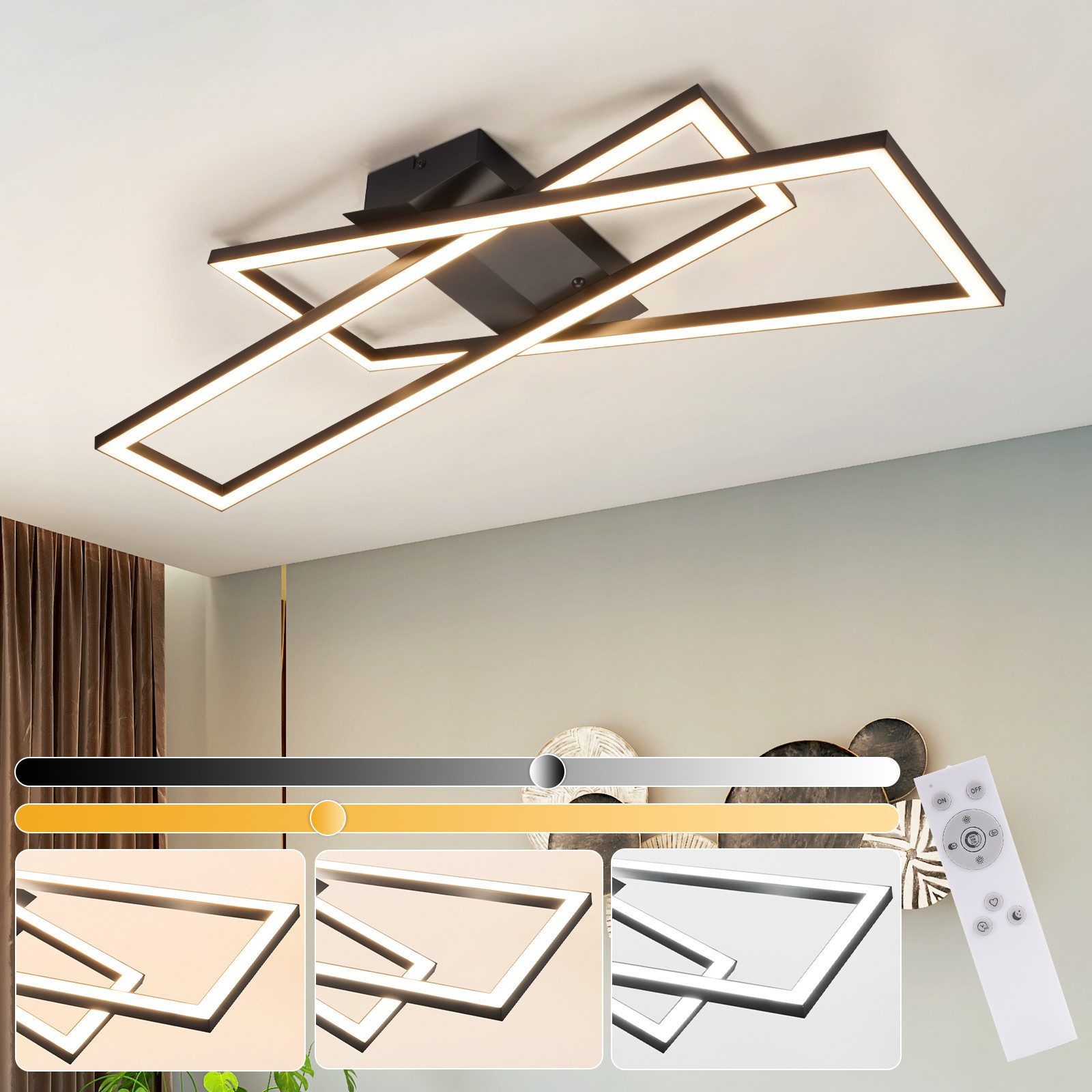 Nettlife LED Deckenleuchte Dimmbar Modern Schwarz günstig online kaufen