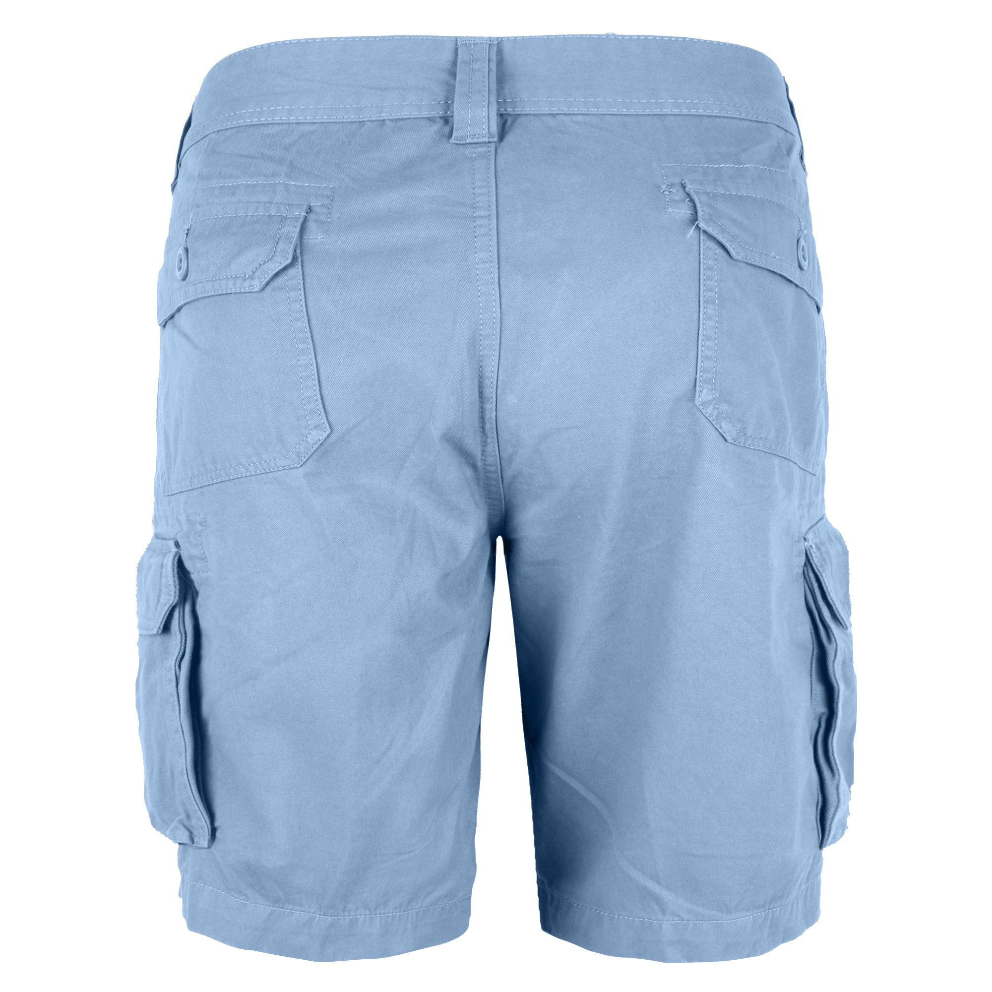 100% Cargoshorts Herren Himmelblau Cargo Shorts Normale Passform Bermuda Baumwolle Hose BlauerHafen