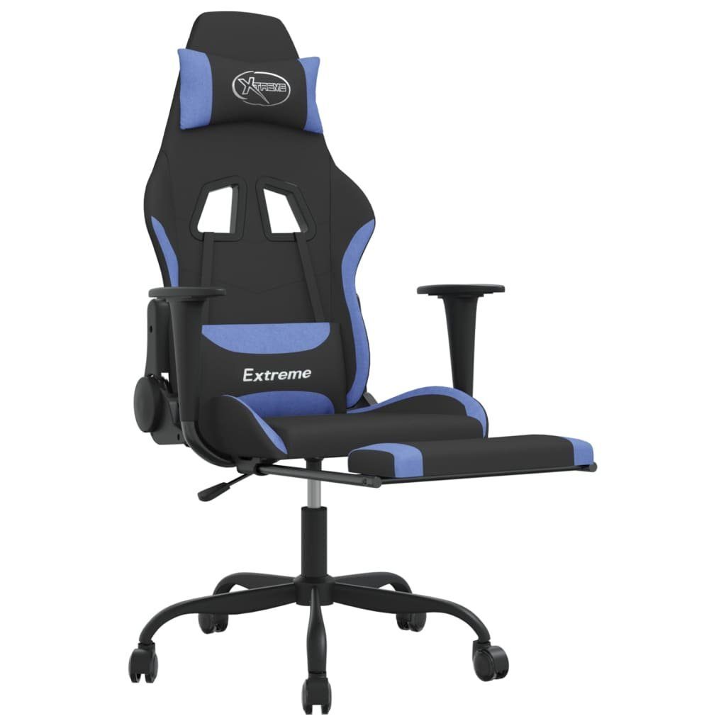 Gaming-Stuhl furnicato Stoff (1 Schwarz St) Blau und mit Fußstütze