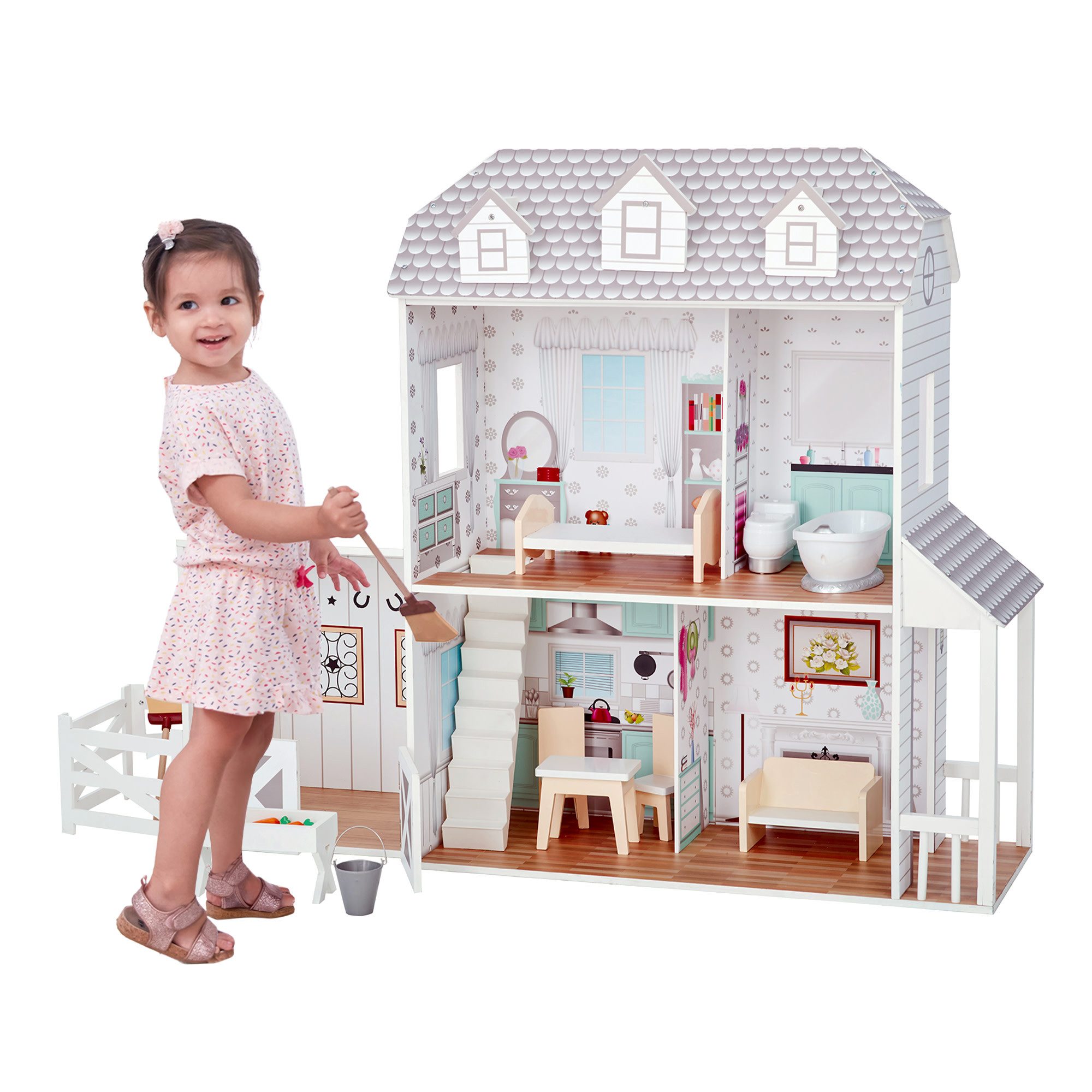TEAMSON™ KIDS    Puppenhaus Puppenbauernhof Dreamland Holz zwei Etagen mit günstig online kaufen