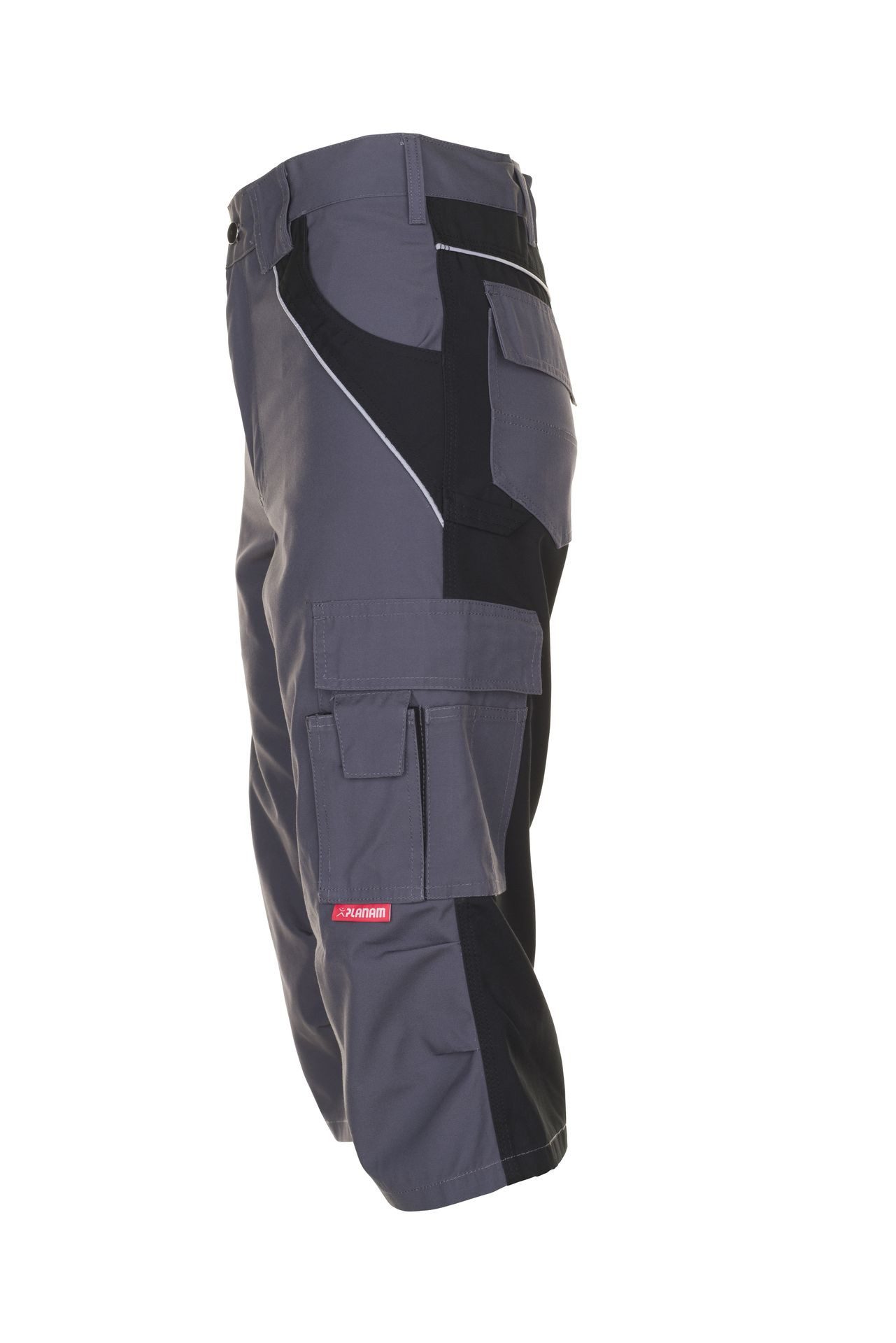 Planam Arbeitsshorts PLANAM Herren ¾-Hose PLALINE Canvas Schiefer/Schwarz
