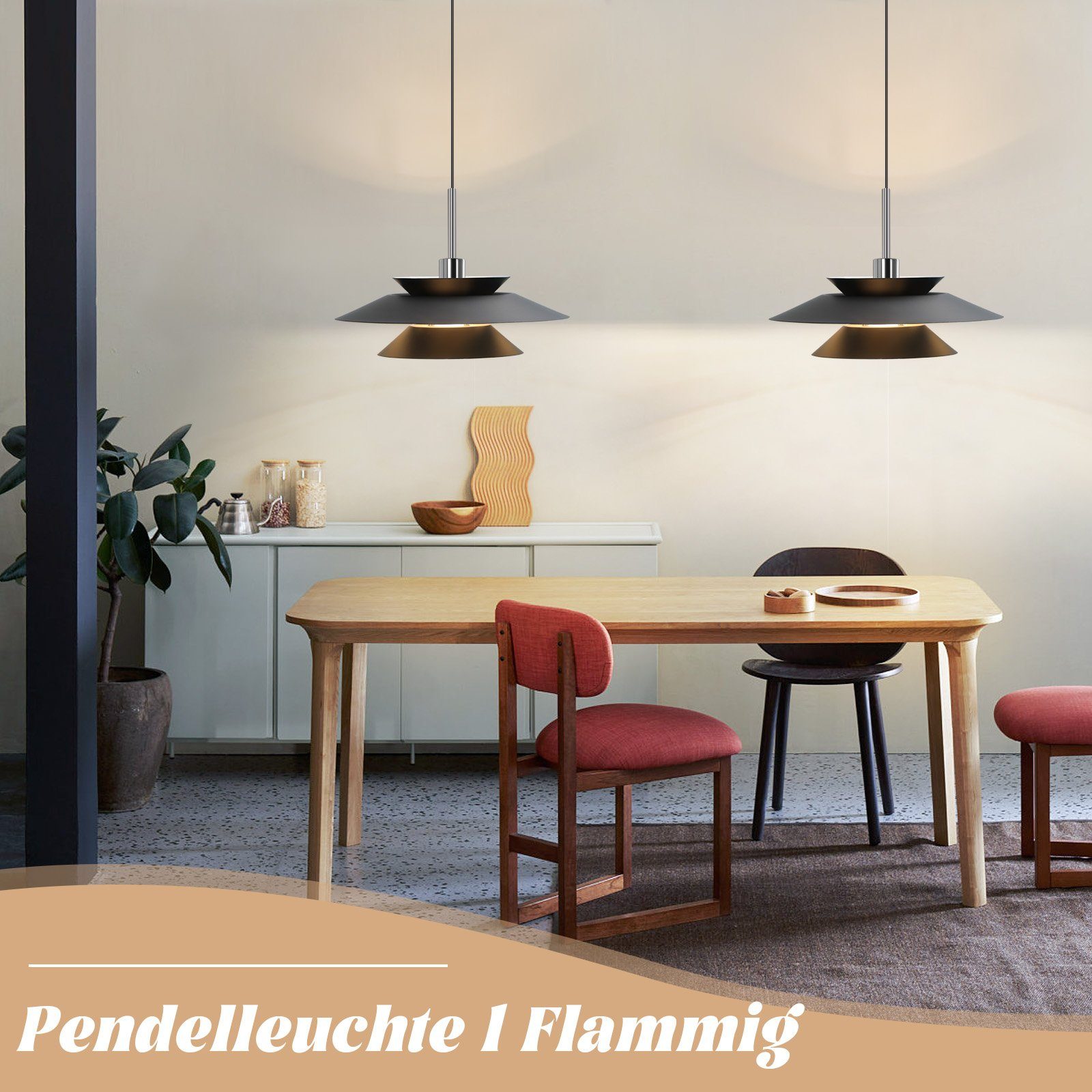 Leuchtmittel, Pendelleuchte Höhenverstellbar, Hängeleuchte Hängelampe Küche E14 1 ohne Wohnzimmer, schlafzimmer LED für ZMH Esstischlampe Flammig Esszimmer Schwarz Vintage