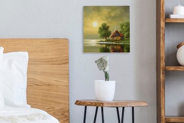 OneMillionCanvasses® Gemälde Gemälde - Ölfarbe - Haus - Natur - Wasser, (1 St), Leinwand Bilder für Wohnzimmer Schlafzimmer