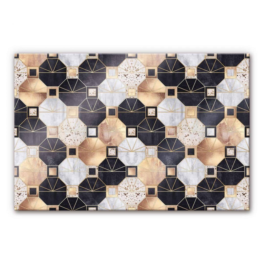 K&L Wall Art Spritzschutz Glas Küchenrückwand Abstrakt Art Deco Gold Schwarz