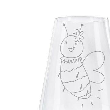 Mr. & Mrs. Panda Weißweinglas Biene Blume - Transparent - Geschenk, Spülmaschinenfeste Weingläser, Premium Glas, Exklusives Design