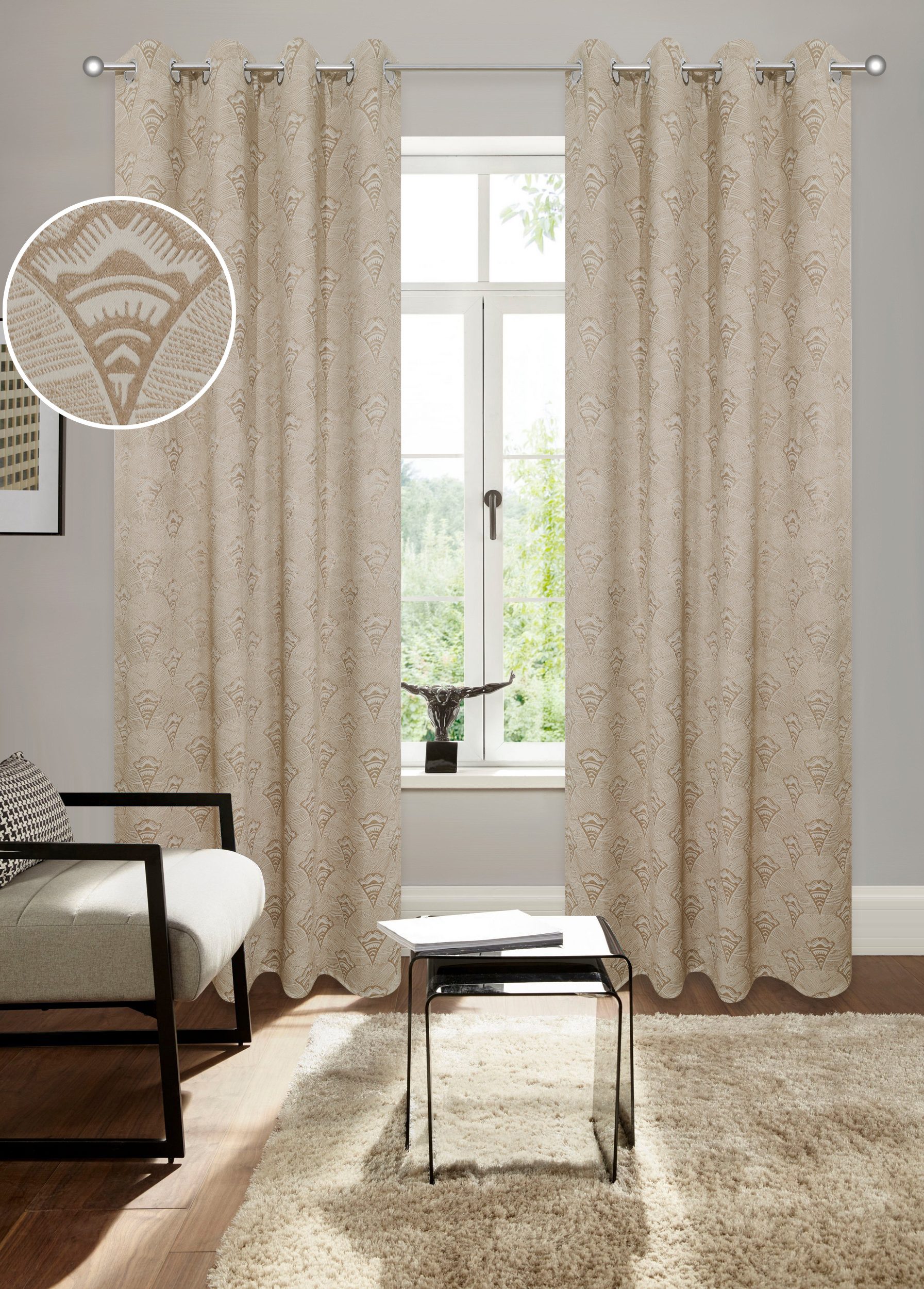 Bruno Banani Verdunkelungsvorhang Alessio (1 St), verdunkelnd, Elegantes Muster, Jacquard, verdunkelnder Vorhang, blickdicht, modern
