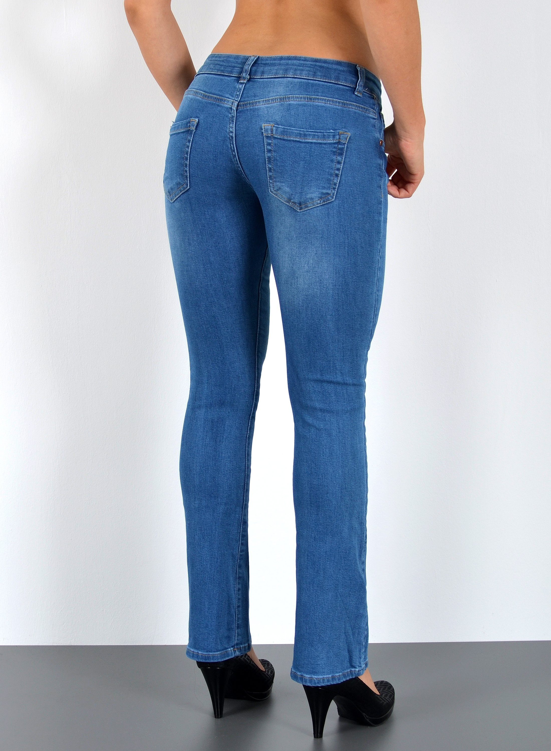 ESRA Bootcut-Jeans Low Waist Jeans Damen Bootcut Stretch Flared Jeans Wide Leg Jeans B2 Bootcut Jeans Damen Schlaghose weites Bein Flared Jeans Schlag Jeans