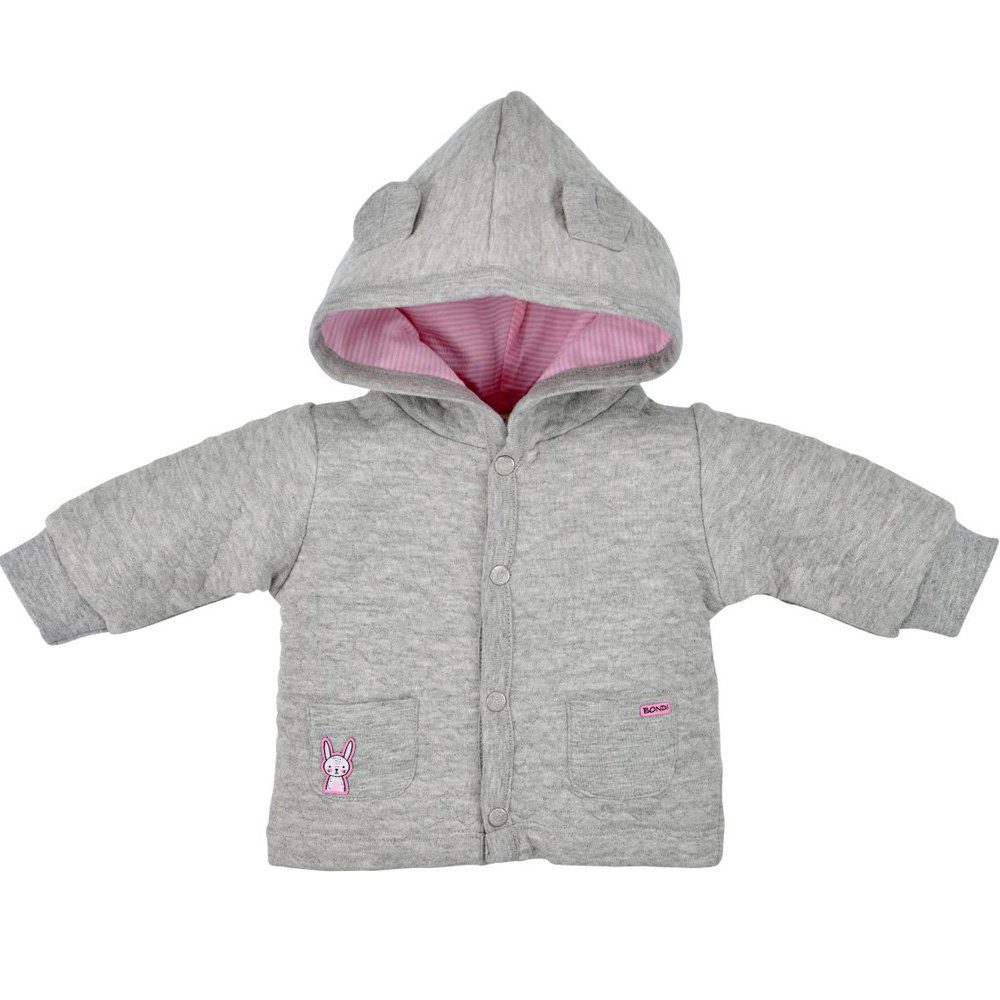 BONDI Shirtjacke Wattierte 93630 Herzallover, Grau Kapuzenjacke Baby mit Newborn Wattiert