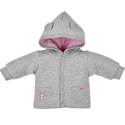 BONDI Shirtjacke Wattierte Baby Newborn Kapuzenjacke mit Herzallover, 93630 Grau Wattiert