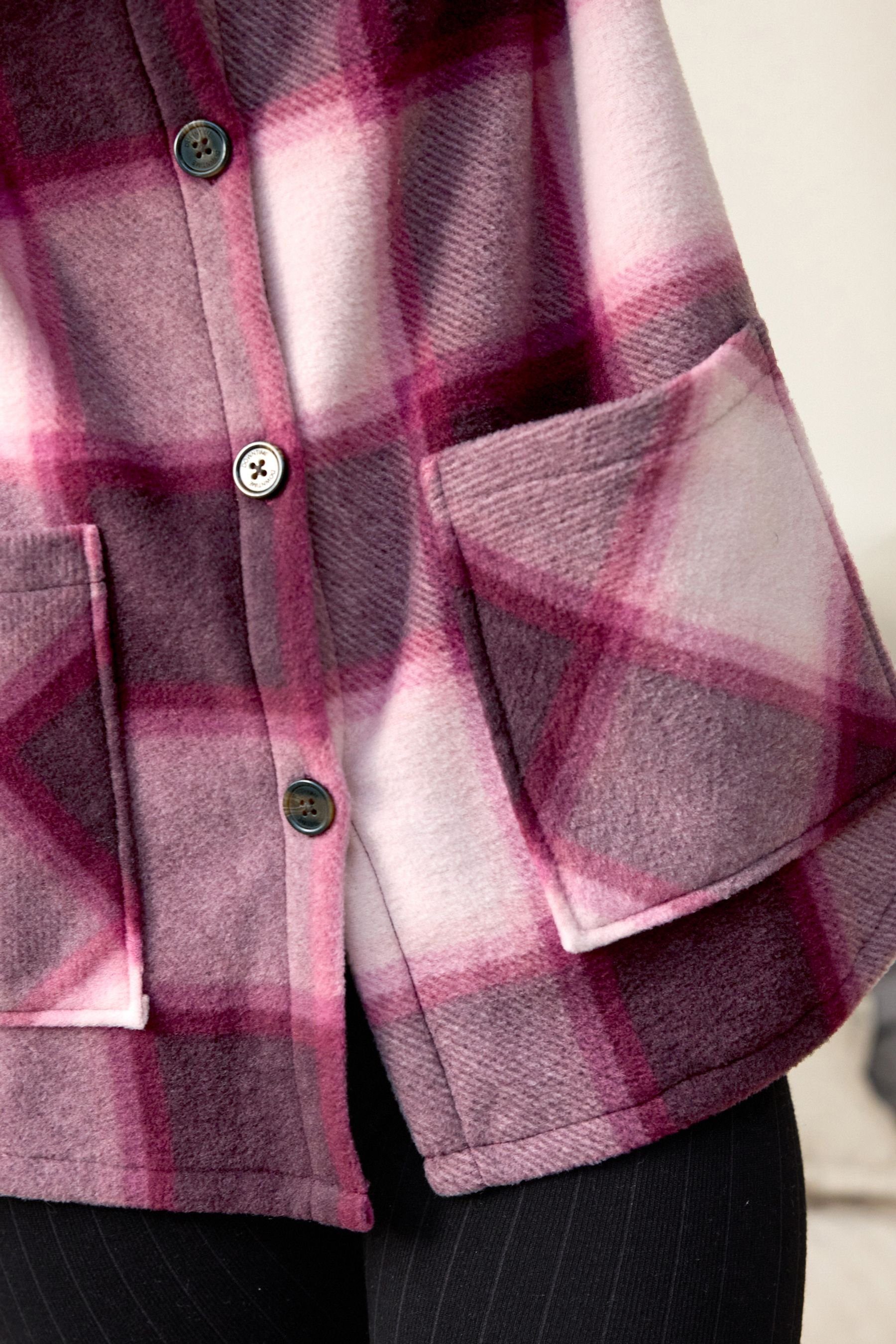 Next Fleecehemd Hemdjacke aus Check Fleece (1-tlg) Pink