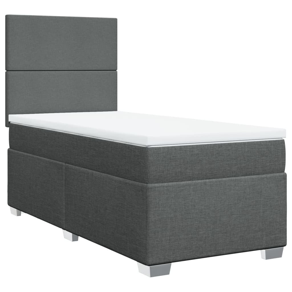 vidaXL Bett Boxspringbett mit Matratze Dunkelgrau 90x200 cm Stoff