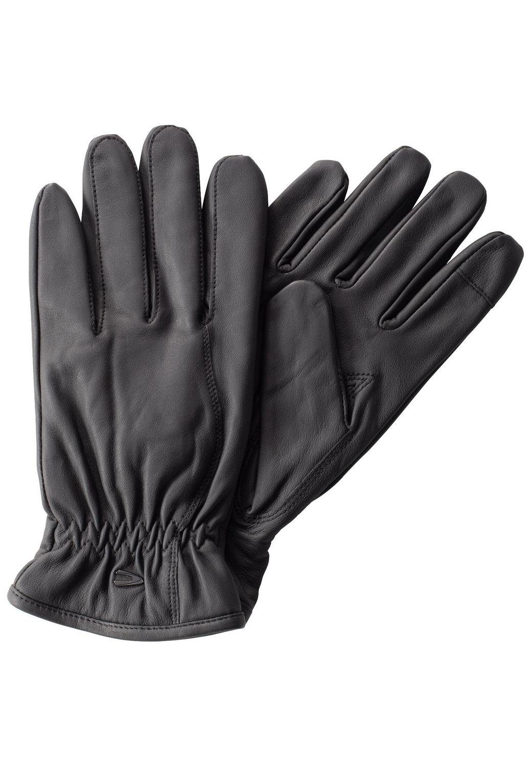 camel active Strickhandschuhe Leather Gloves, Asphalt
