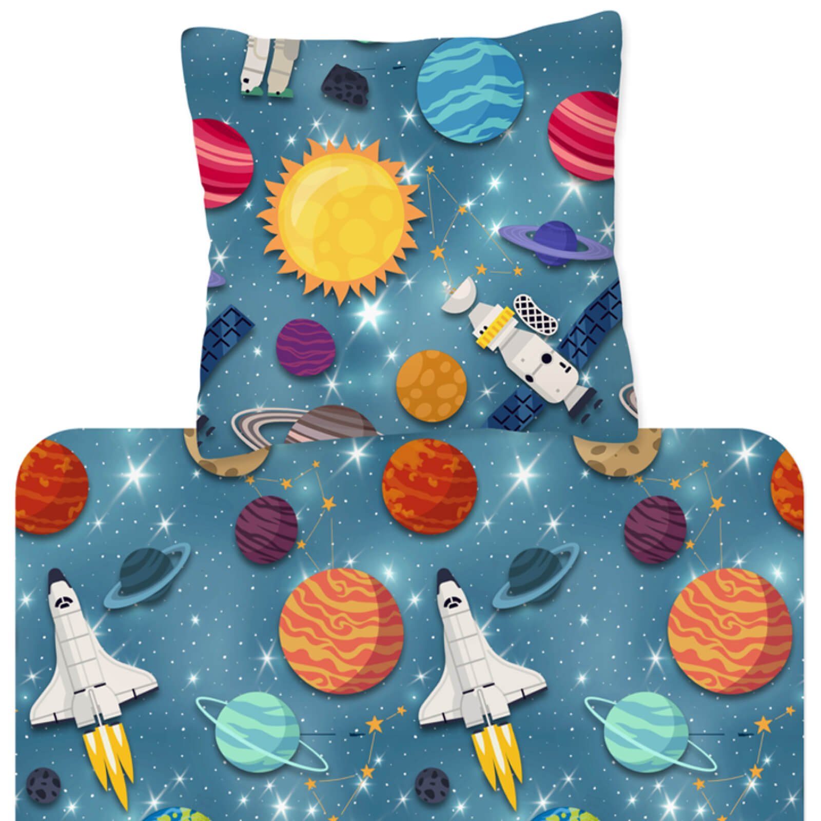ESPiCO Kinderbettwäsche Spaceworld Trendy Bedding, Flanell, 2 teilig, Raket günstig online kaufen