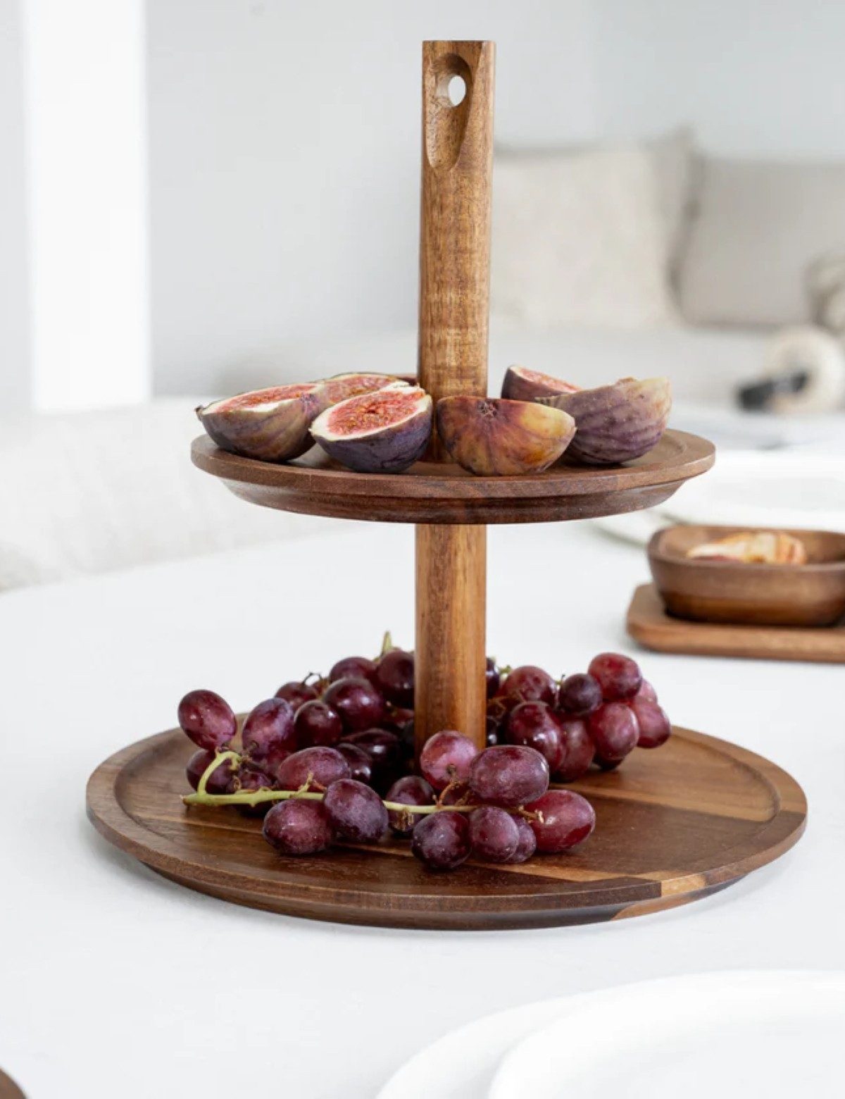 COFI 1453 Etagere Akazie Lumo Etagere aus Akazienholz - 2-stöckig, Akazienholz, (1-tlg), modern, zeitlos