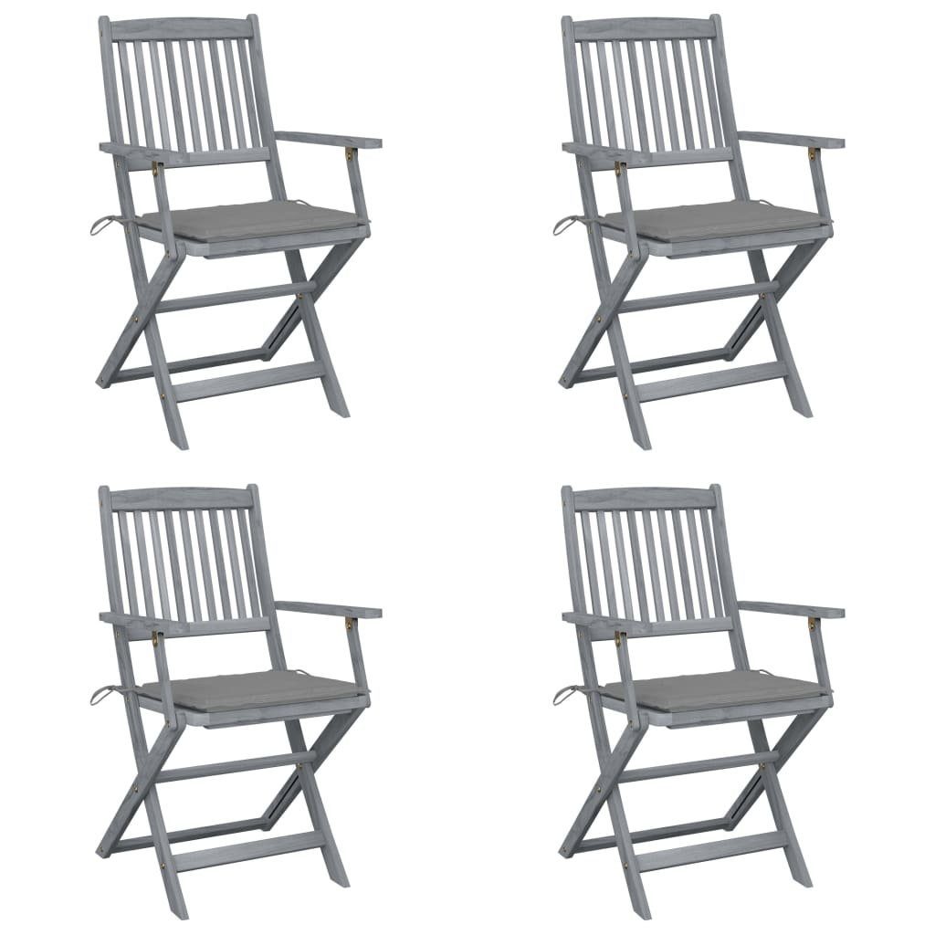 Massivholz Gartenstühle mit Gartenstuhl furnicato 4 Klappbare Stk. Sitzkissen Akazie