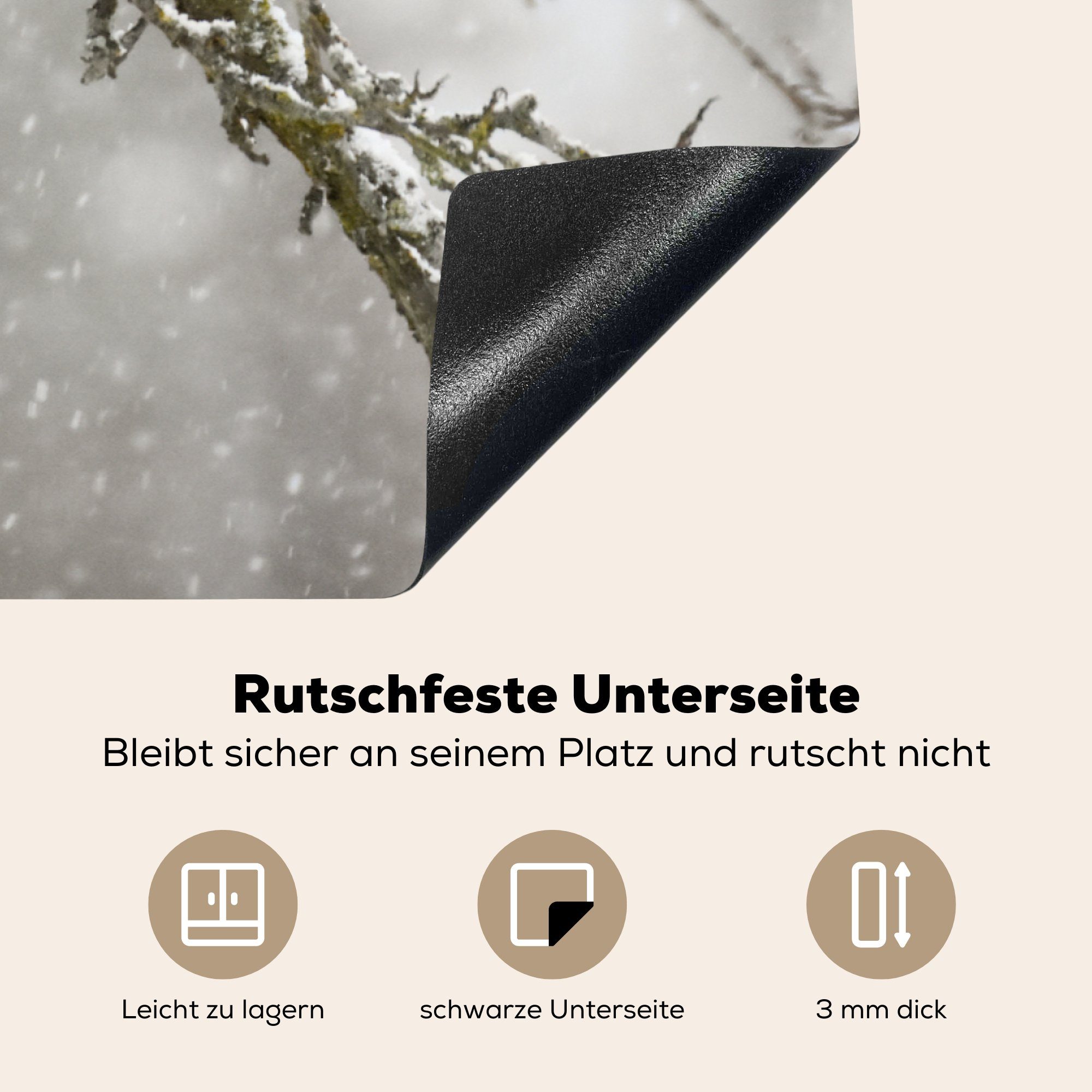 MuchoWow Herdblende-/Abdeckplatte Goldammer - tlg), Ceranfeldabdeckung die Schnee - cm, 81x52 (1 Schutz küche, Induktionskochfeld Vinyl, für Vogel