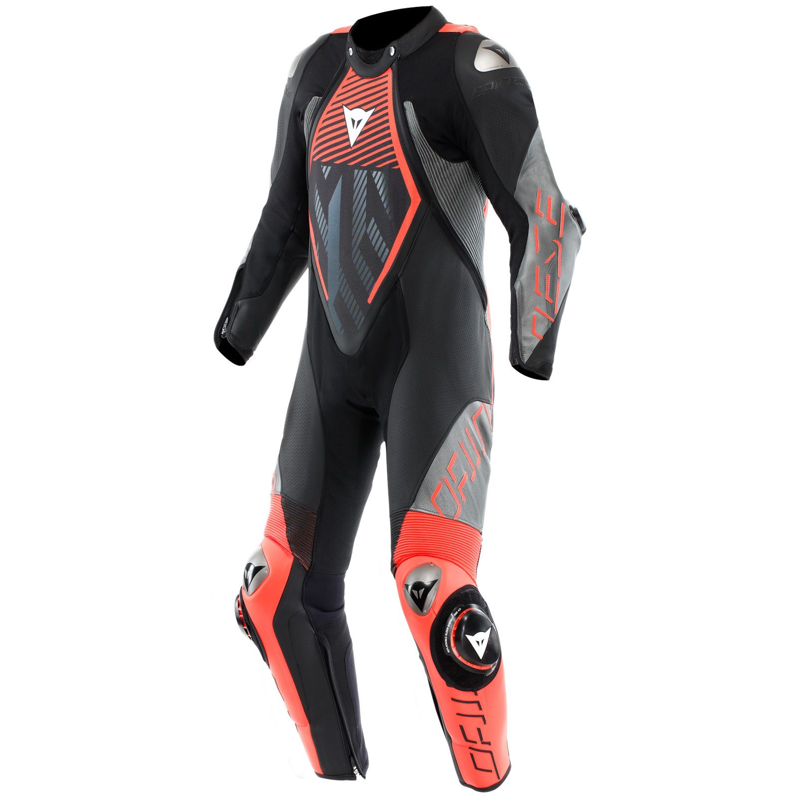 Motorradkombi Dainese Audax D-Zip 1 tlg. Perf. Lederkombi schwarz / rot / antrazit