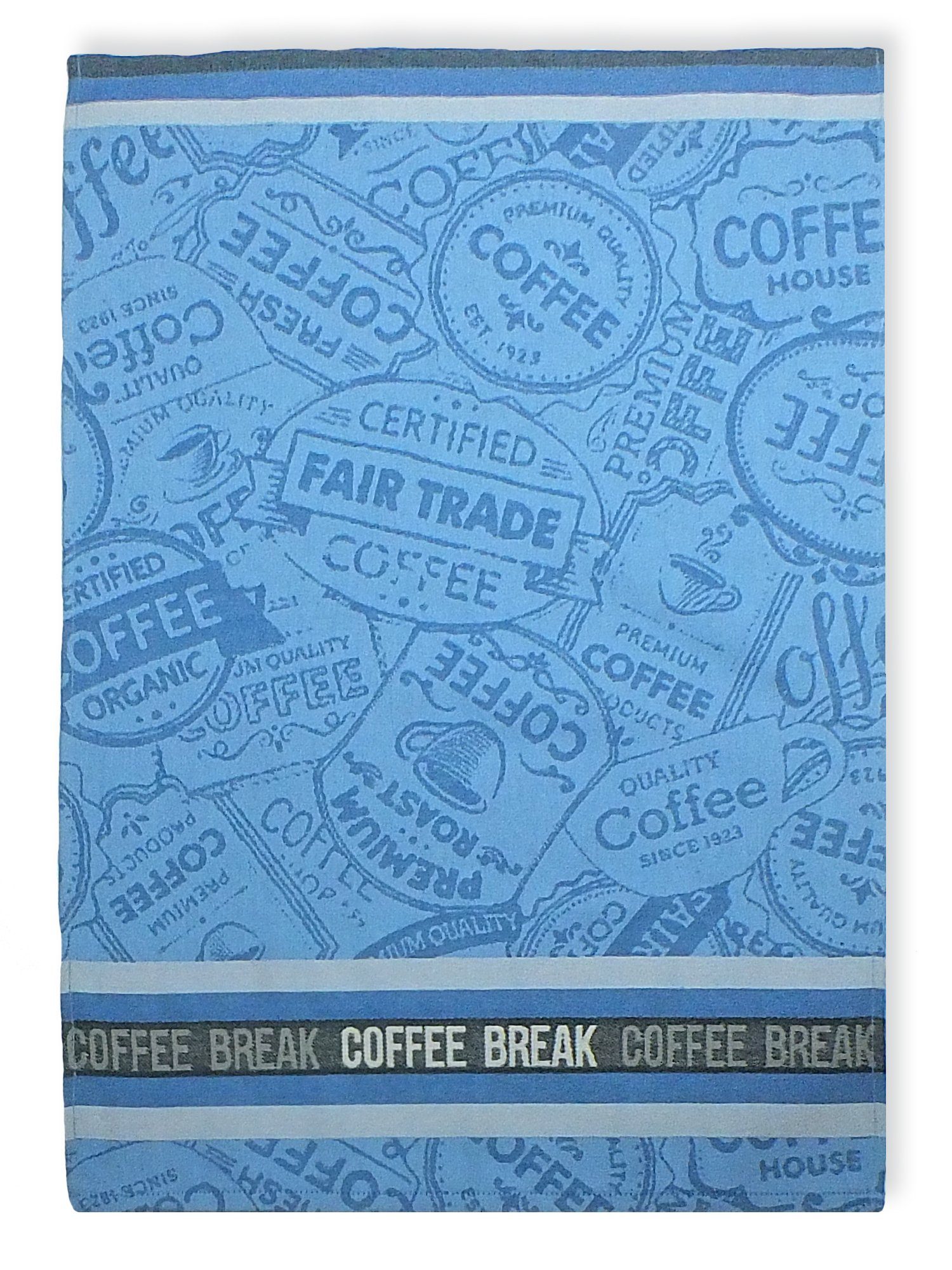 Lasa Home Geschirrtuch Coffee Break, (Set, 4-tlg), 4er Pack Geschirrtücher (4 Stück), ca. 50 x 70 cm, Baumwolle Blau